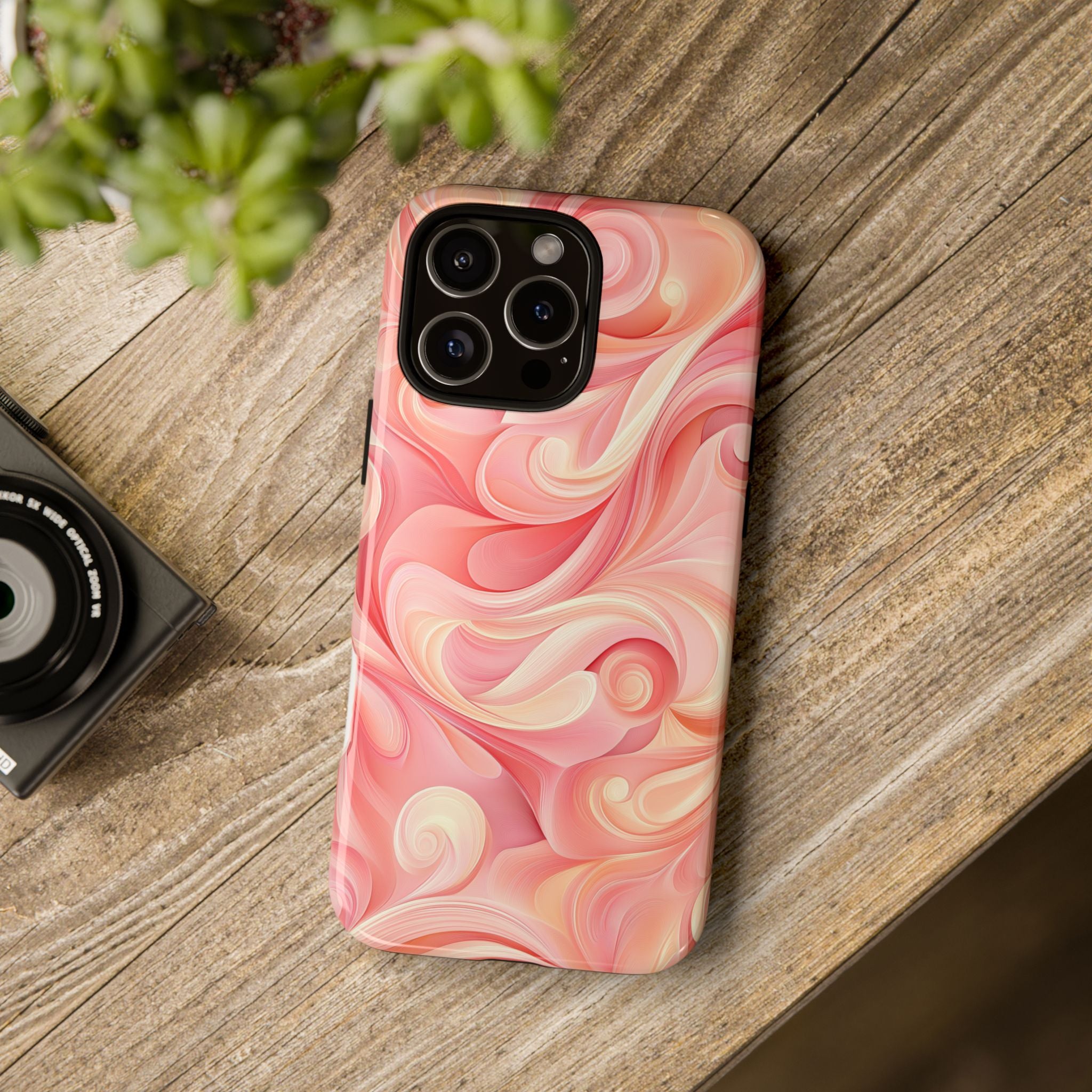 Stylish Phone Case - Tough Cases with Abstract Pink Swirls