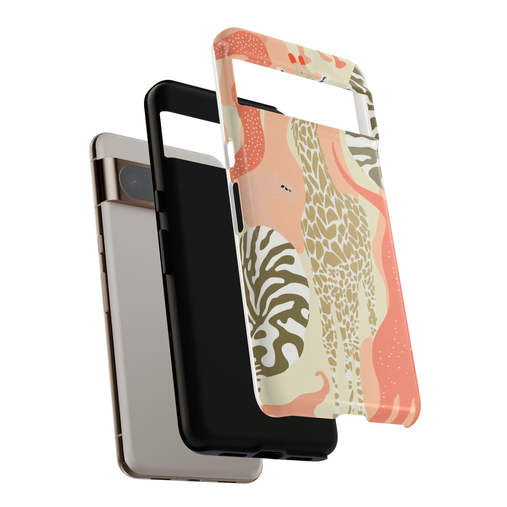 Stylish Phone Case with Giraffe and Abstract Design
