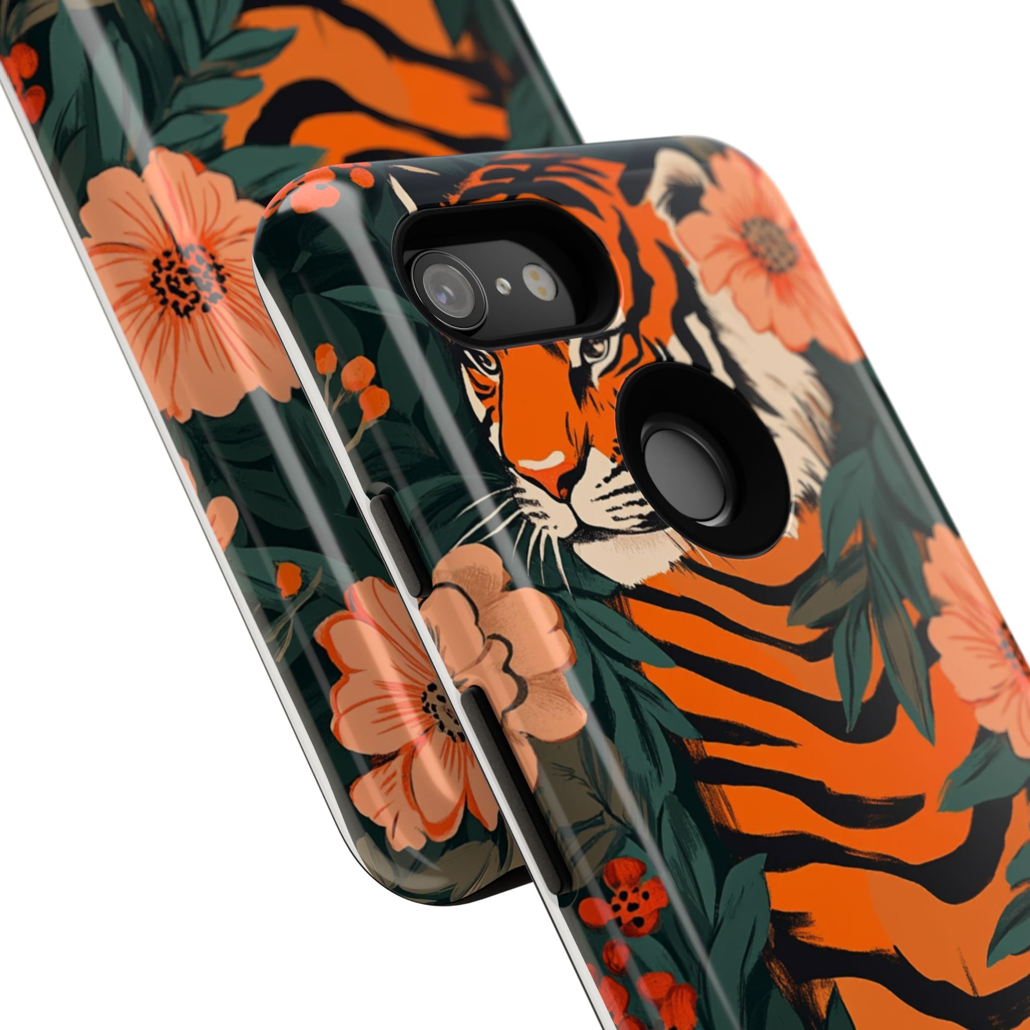 Tough Cases: Floral Tiger Phone Case