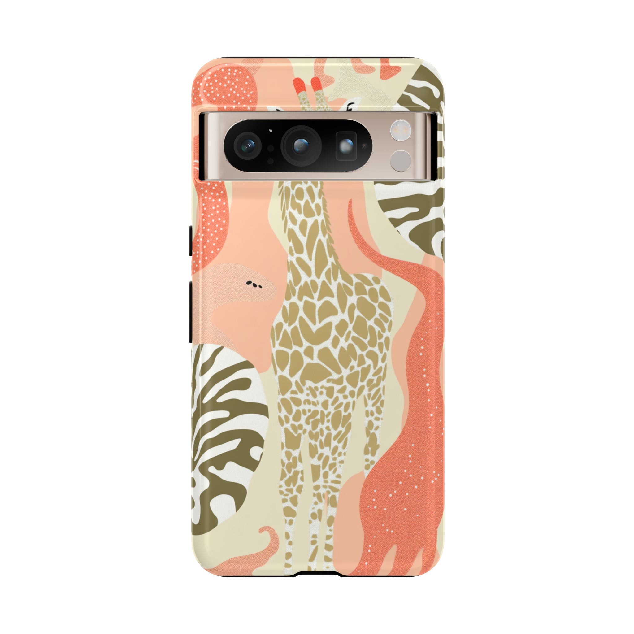 Stylish Phone Case with Giraffe and Abstract Design
