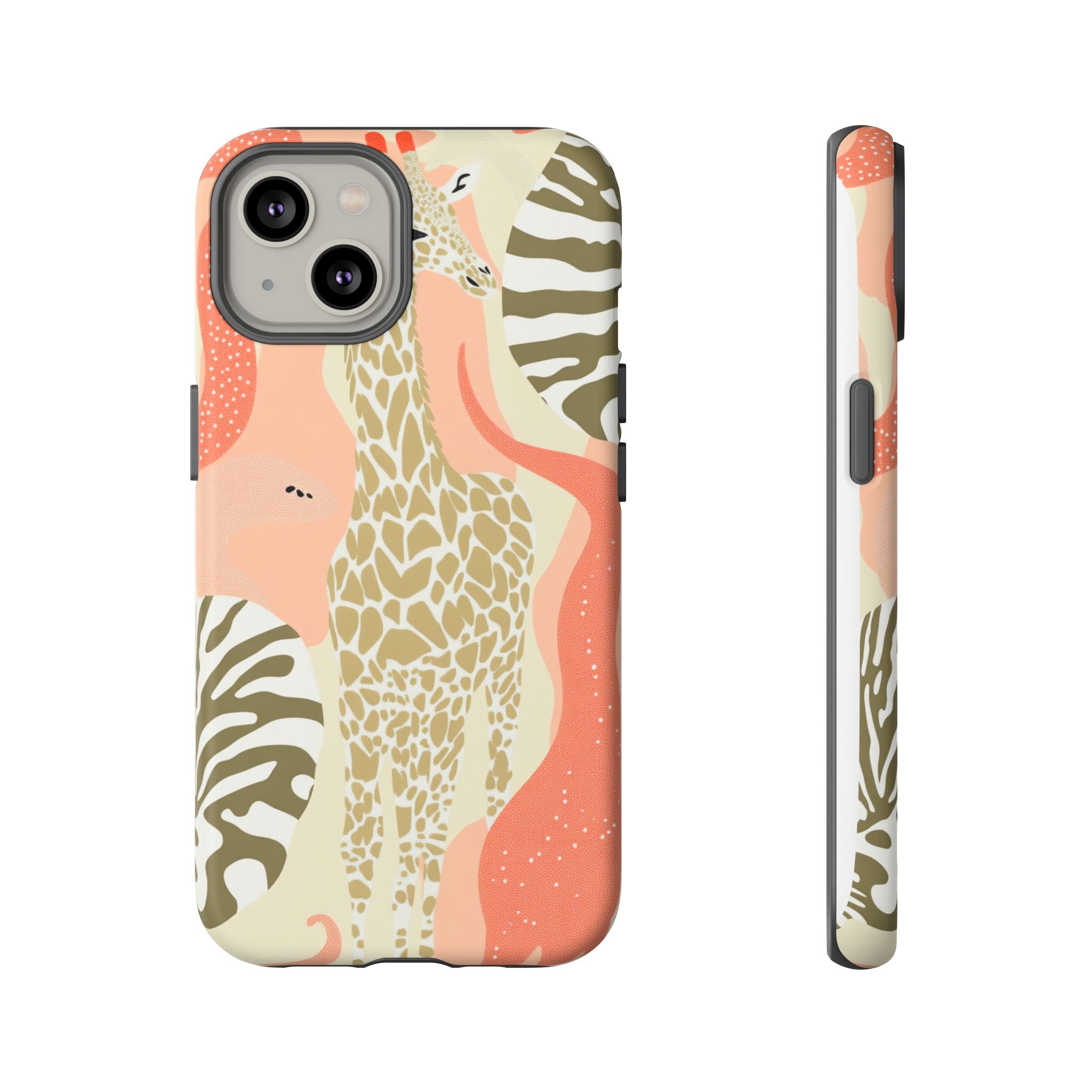 Stylish Phone Case with Giraffe and Abstract Design