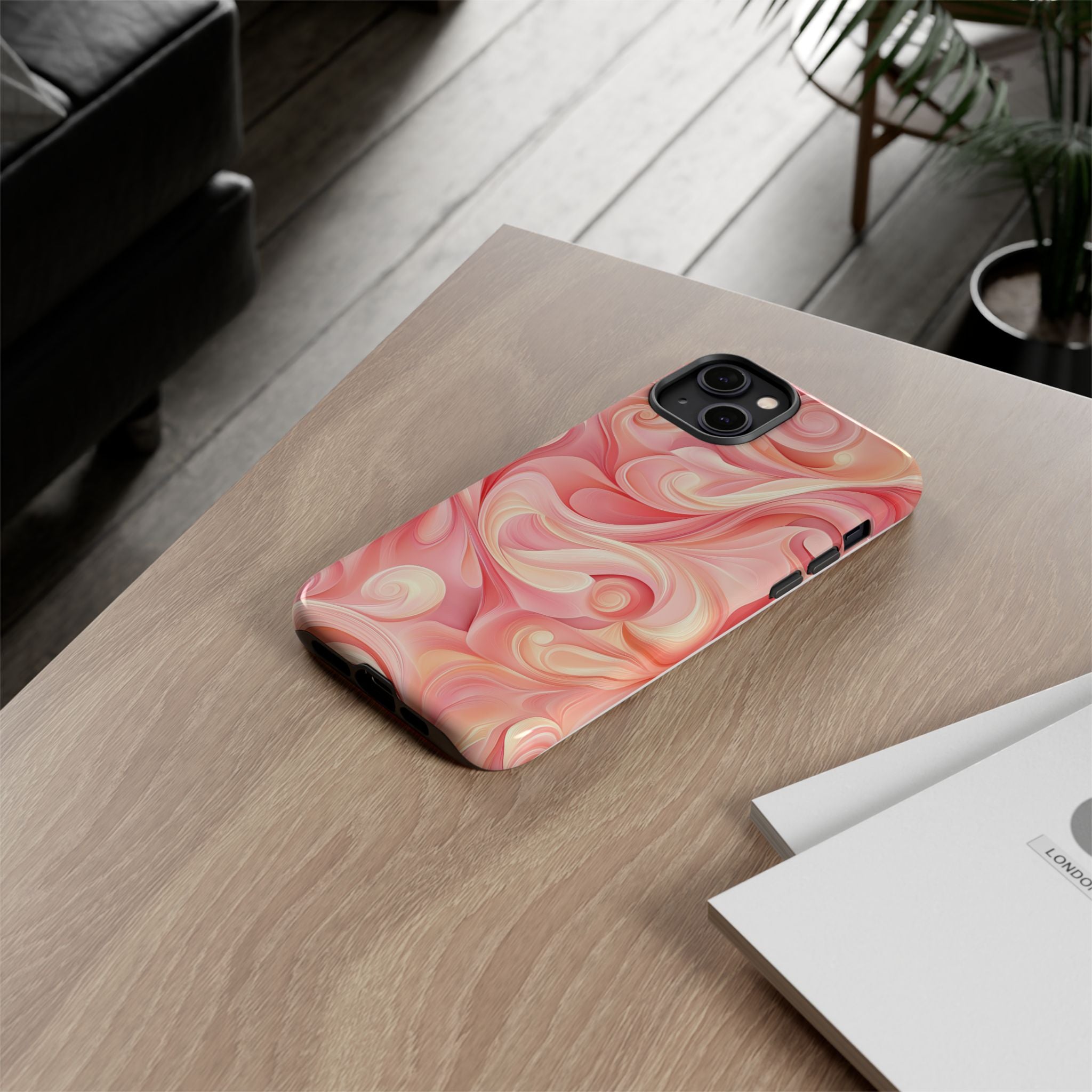 Stylish Phone Case - Tough Cases with Abstract Pink Swirls