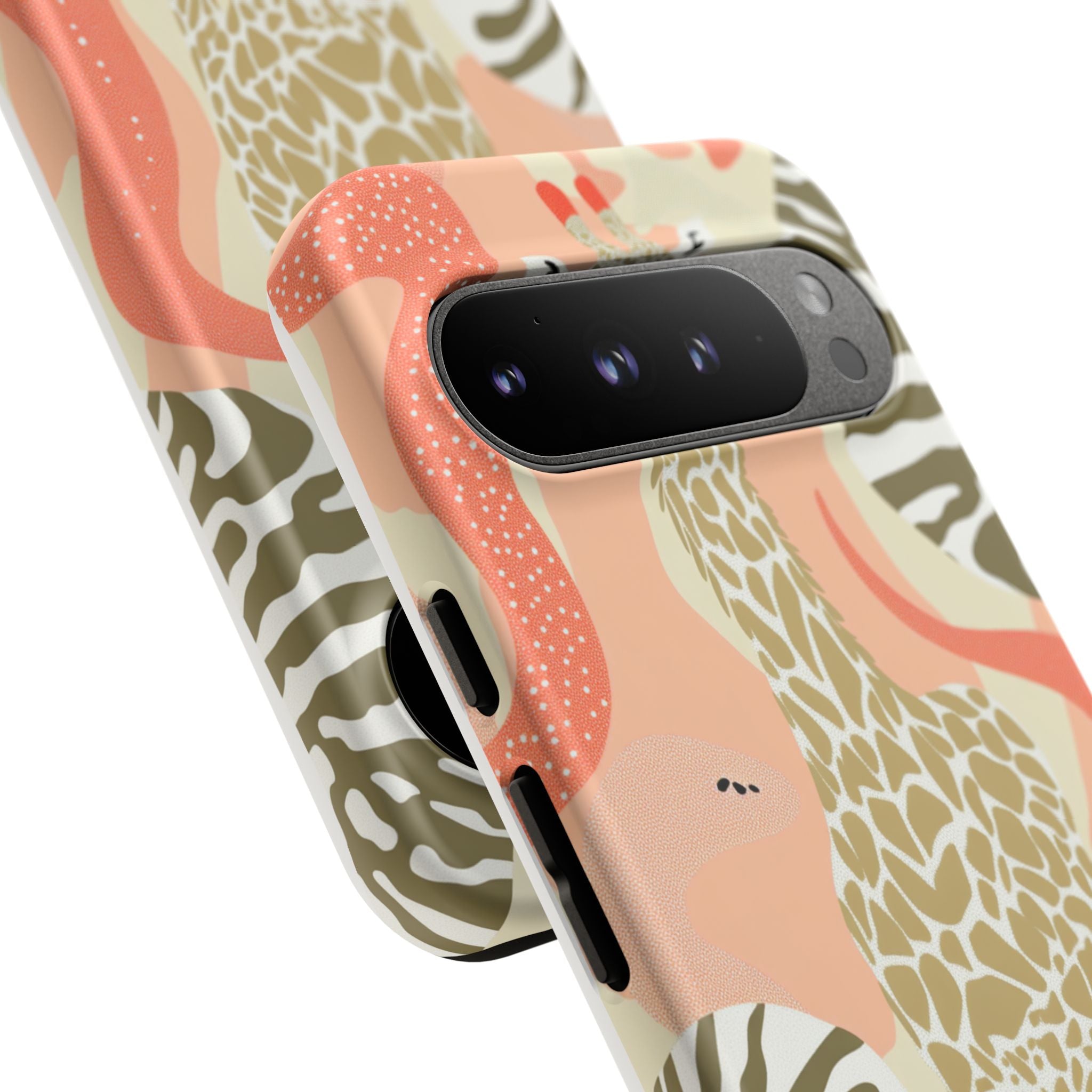 Stylish Phone Case with Giraffe and Abstract Design