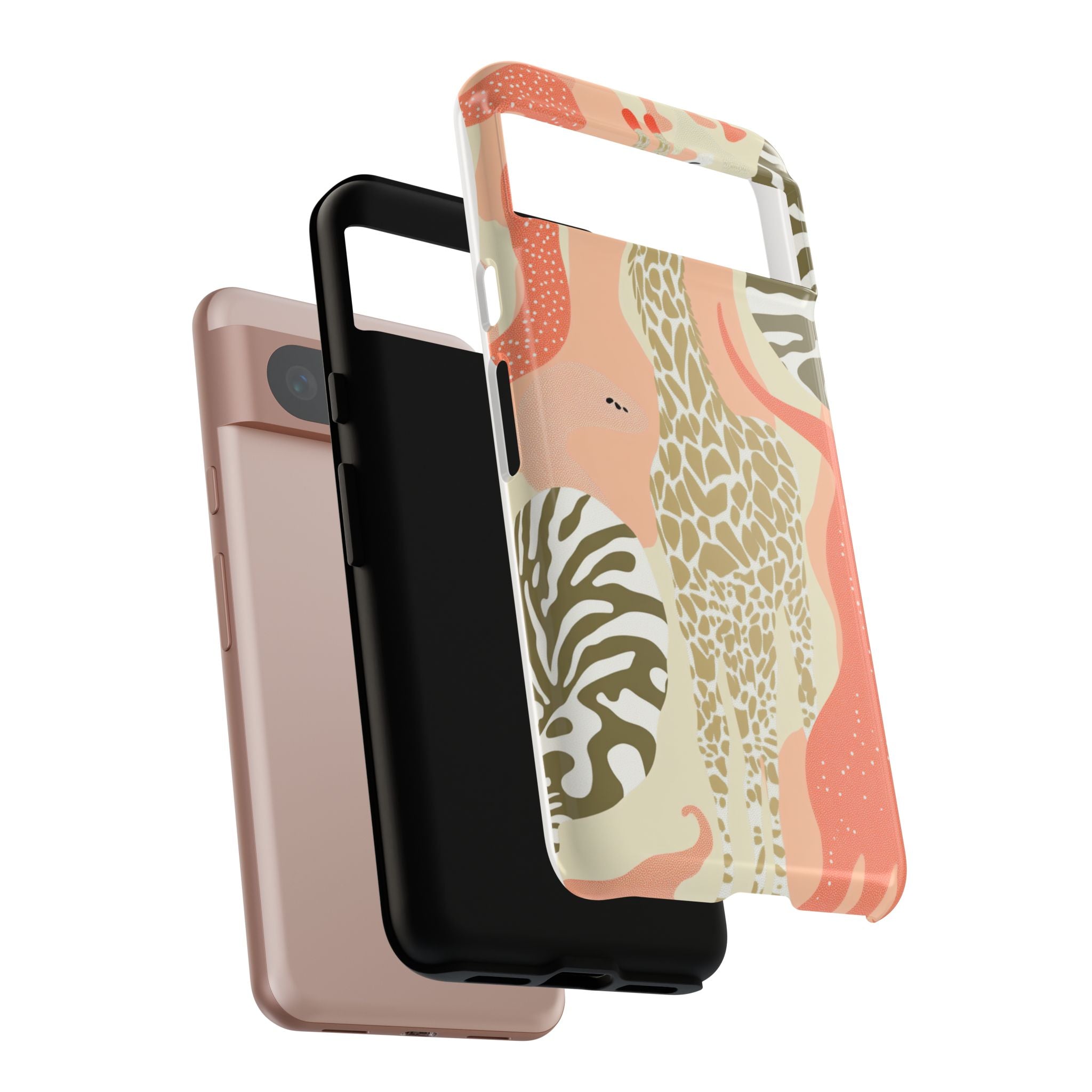 Stylish Phone Case with Giraffe and Abstract Design