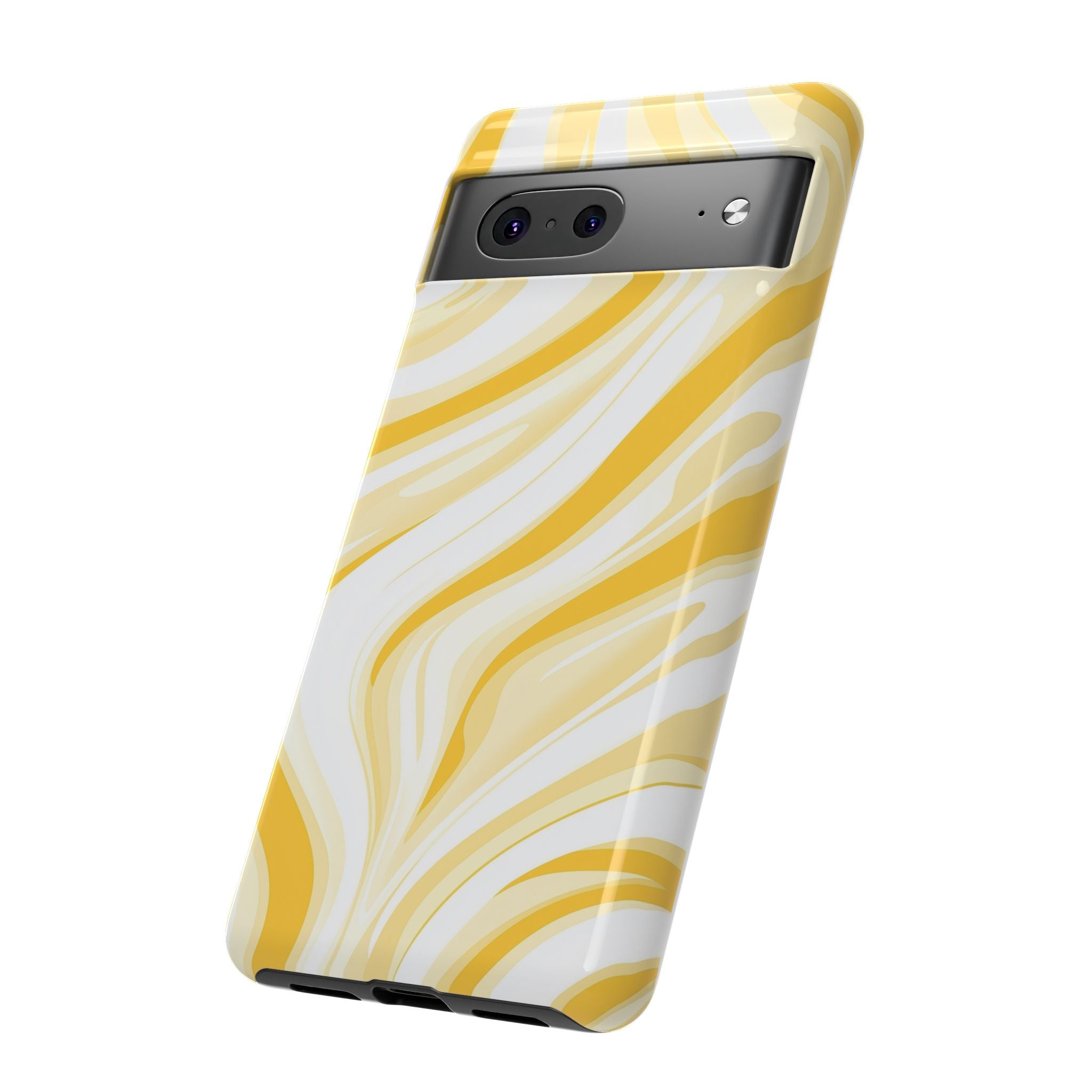 Stylish Phone Case with Yellow Marble Design