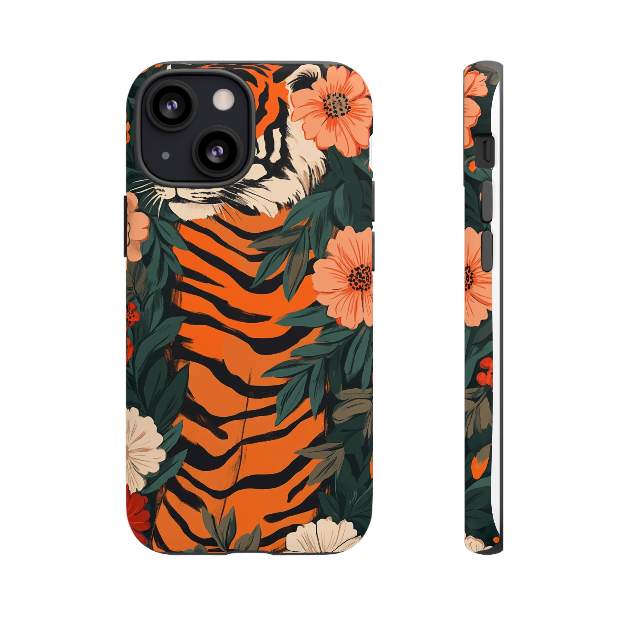 Tough Cases: Floral Tiger Phone Case