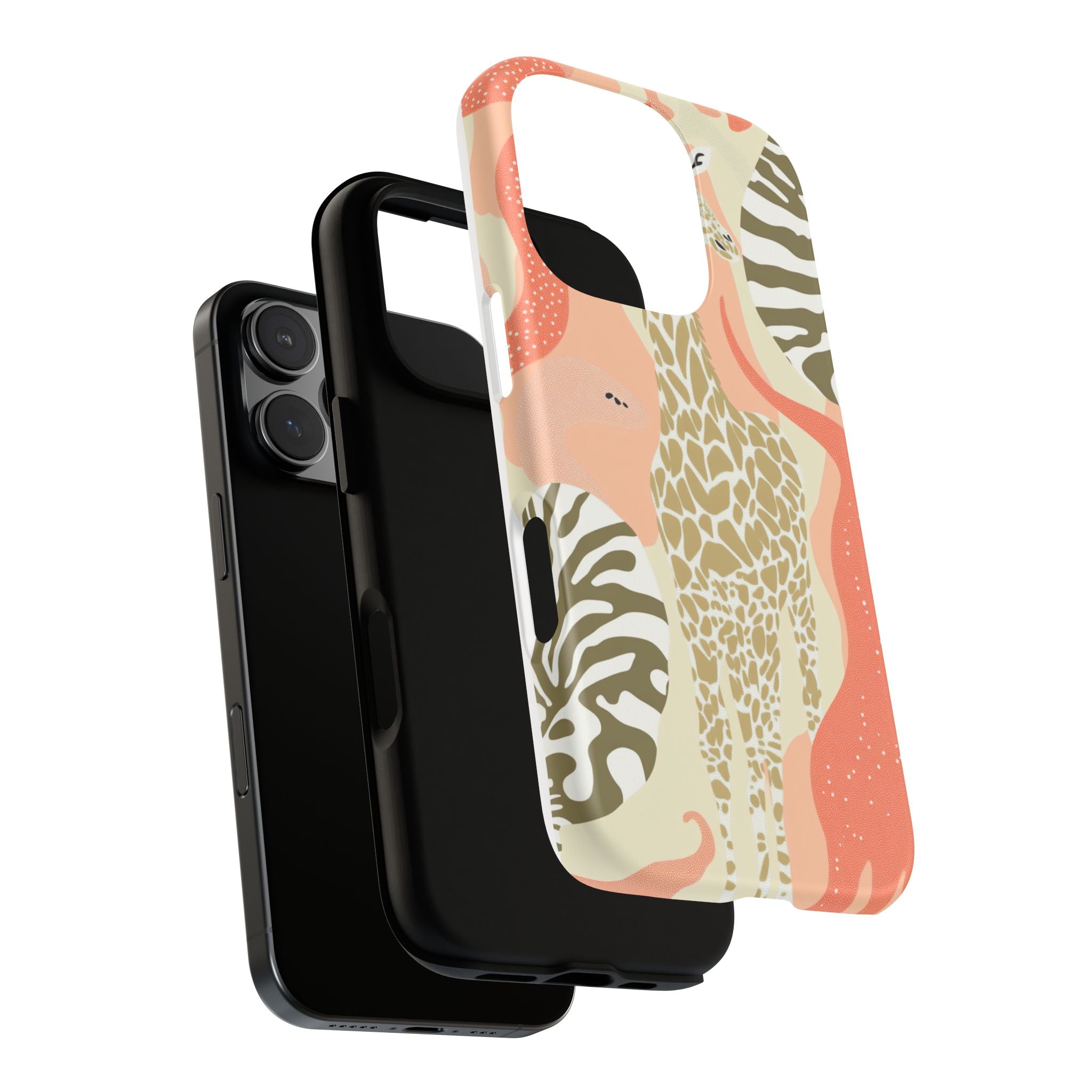 Stylish Phone Case with Giraffe and Abstract Design
