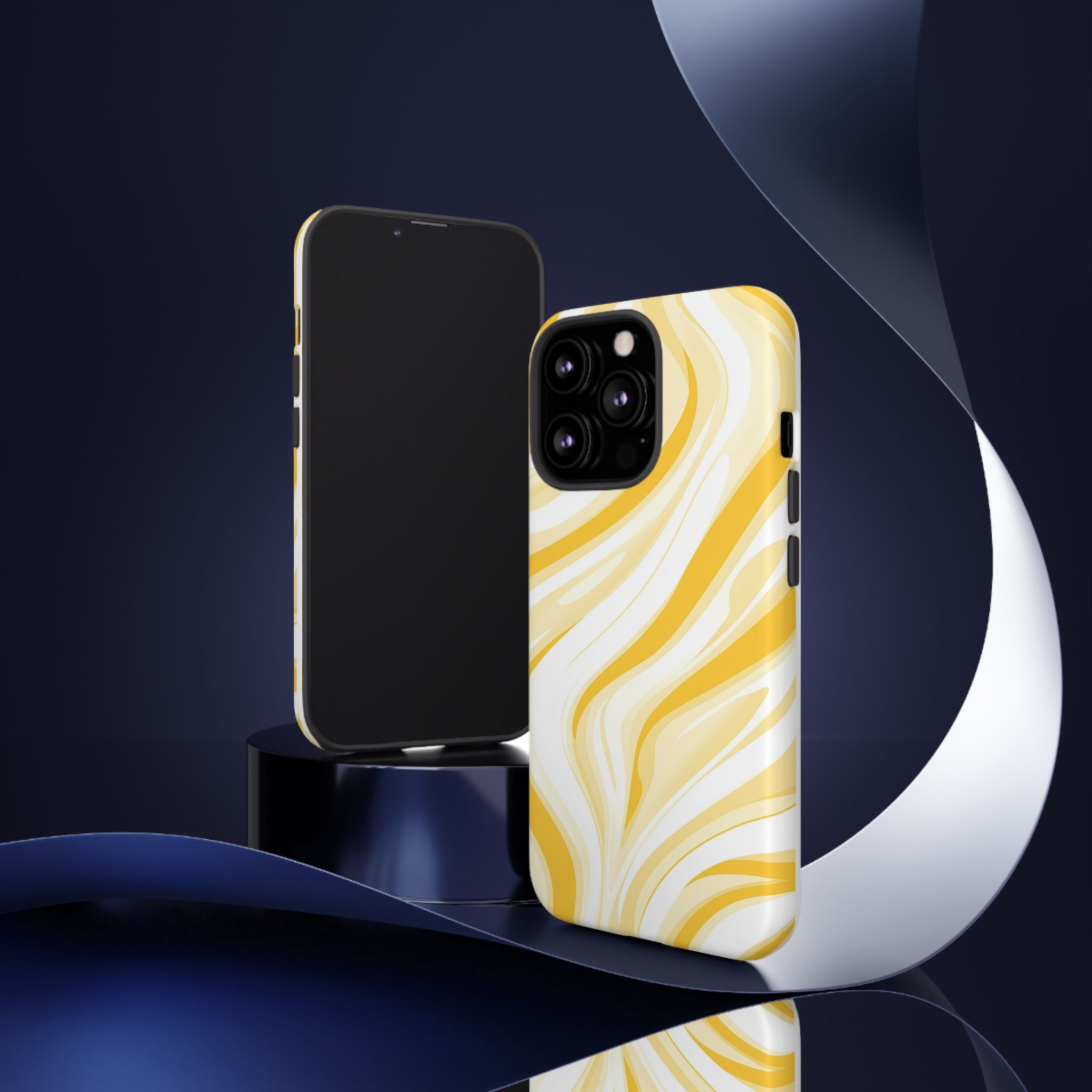 Stylish Phone Case with Yellow Marble Design