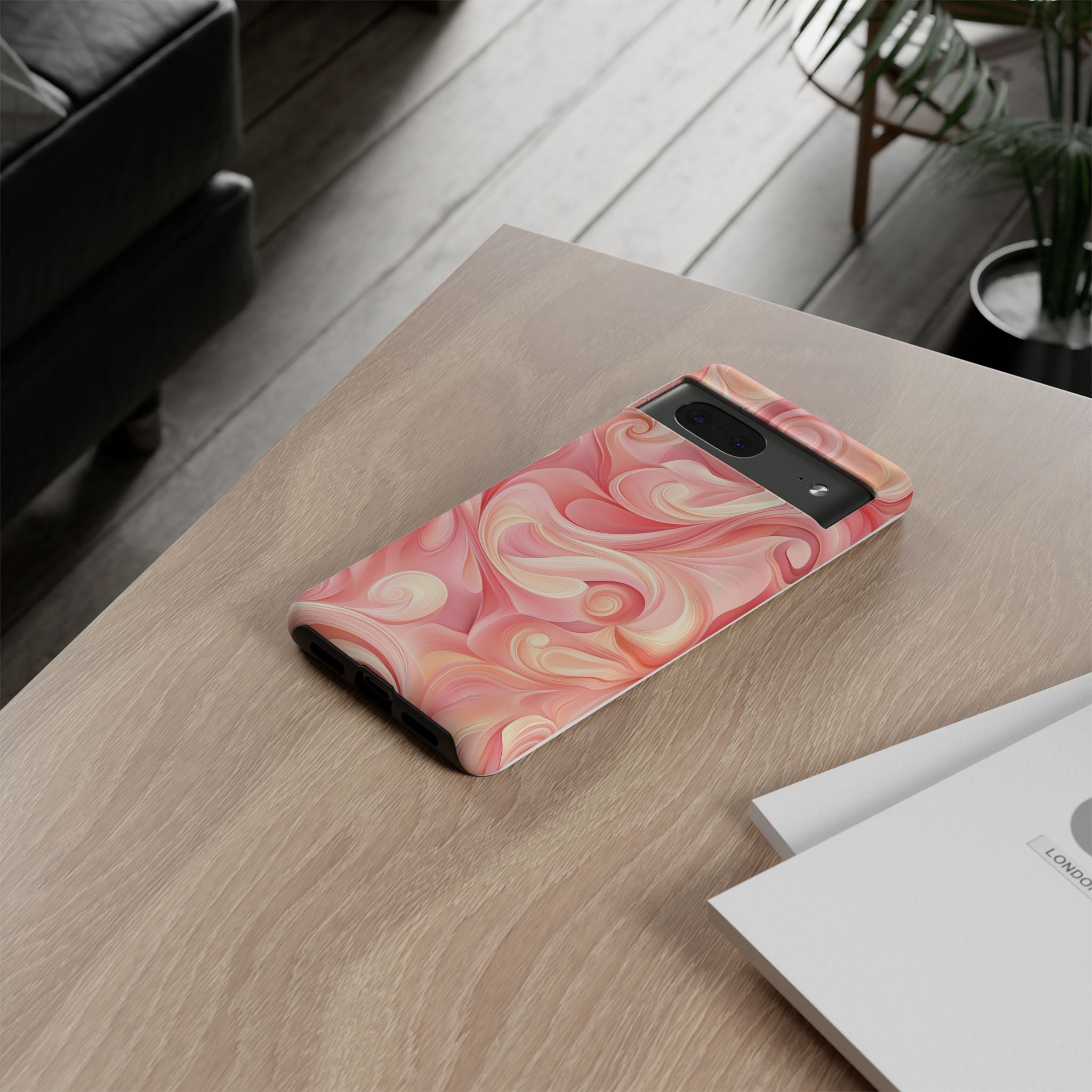 Stylish Phone Case - Tough Cases with Abstract Pink Swirls