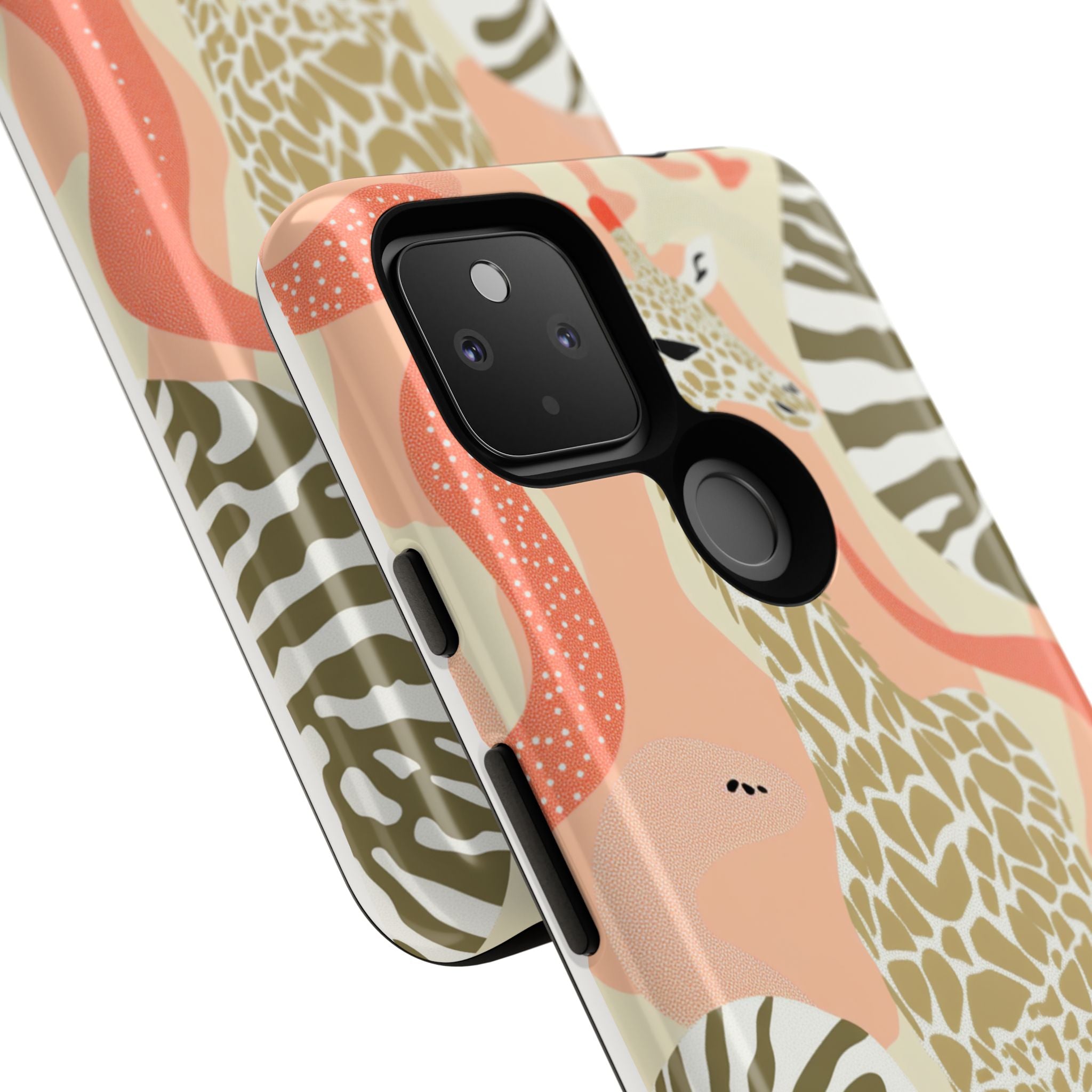 Stylish Phone Case with Giraffe and Abstract Design