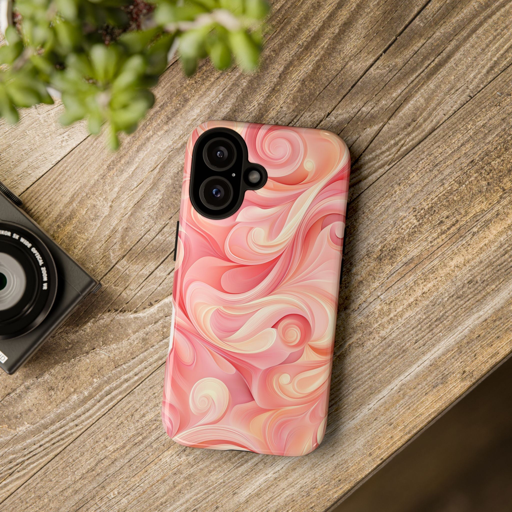 Stylish Phone Case - Tough Cases with Abstract Pink Swirls