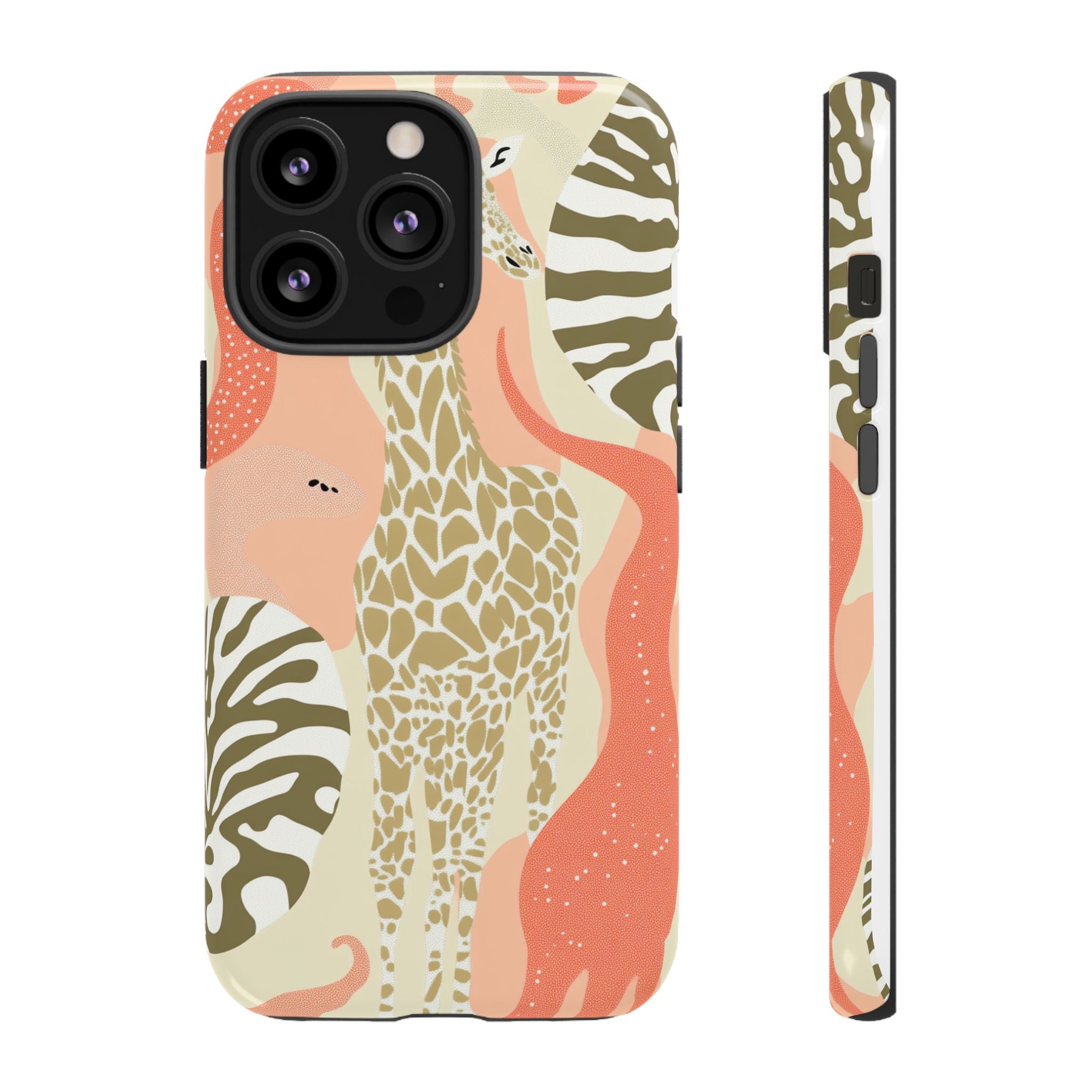 Stylish Phone Case with Giraffe and Abstract Design