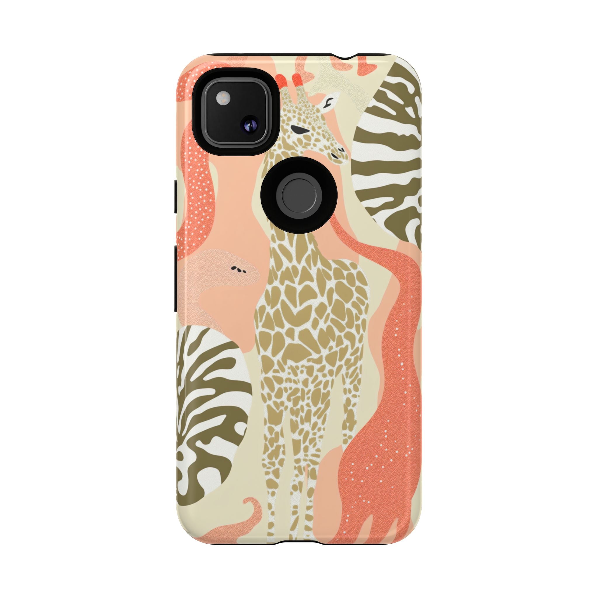 Stylish Phone Case with Giraffe and Abstract Design