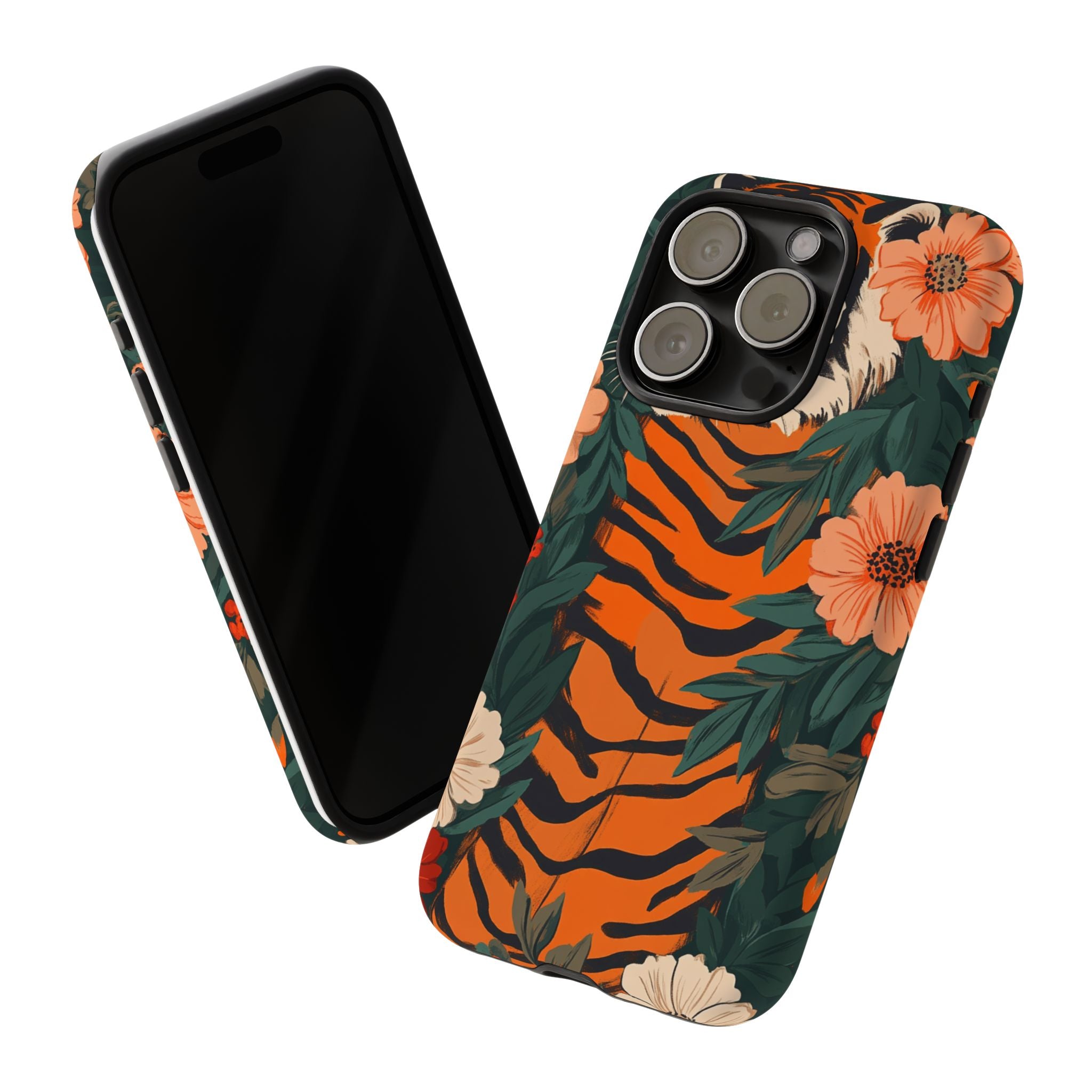 Tough Cases: Floral Tiger Phone Case