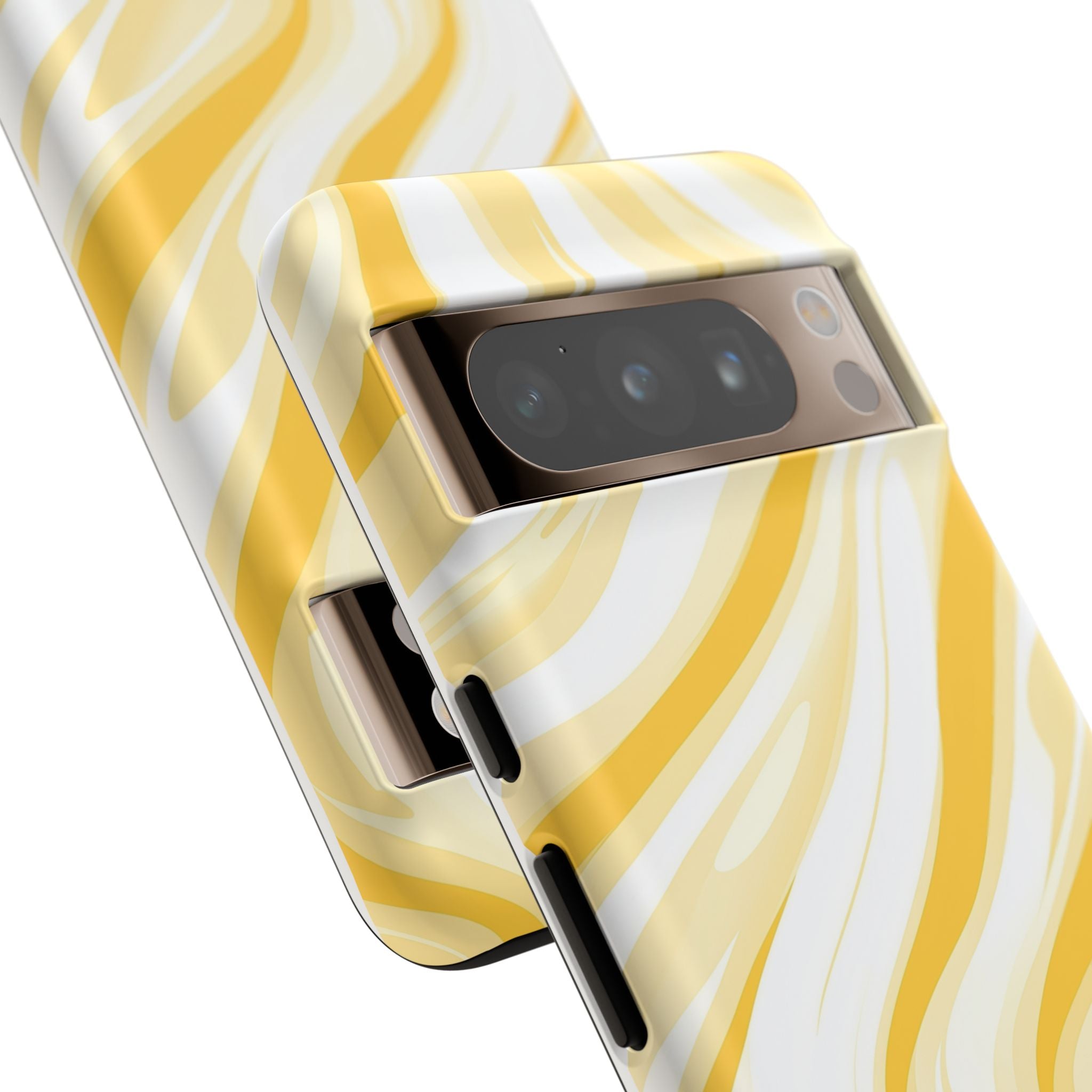 Stylish Phone Case with Yellow Marble Design