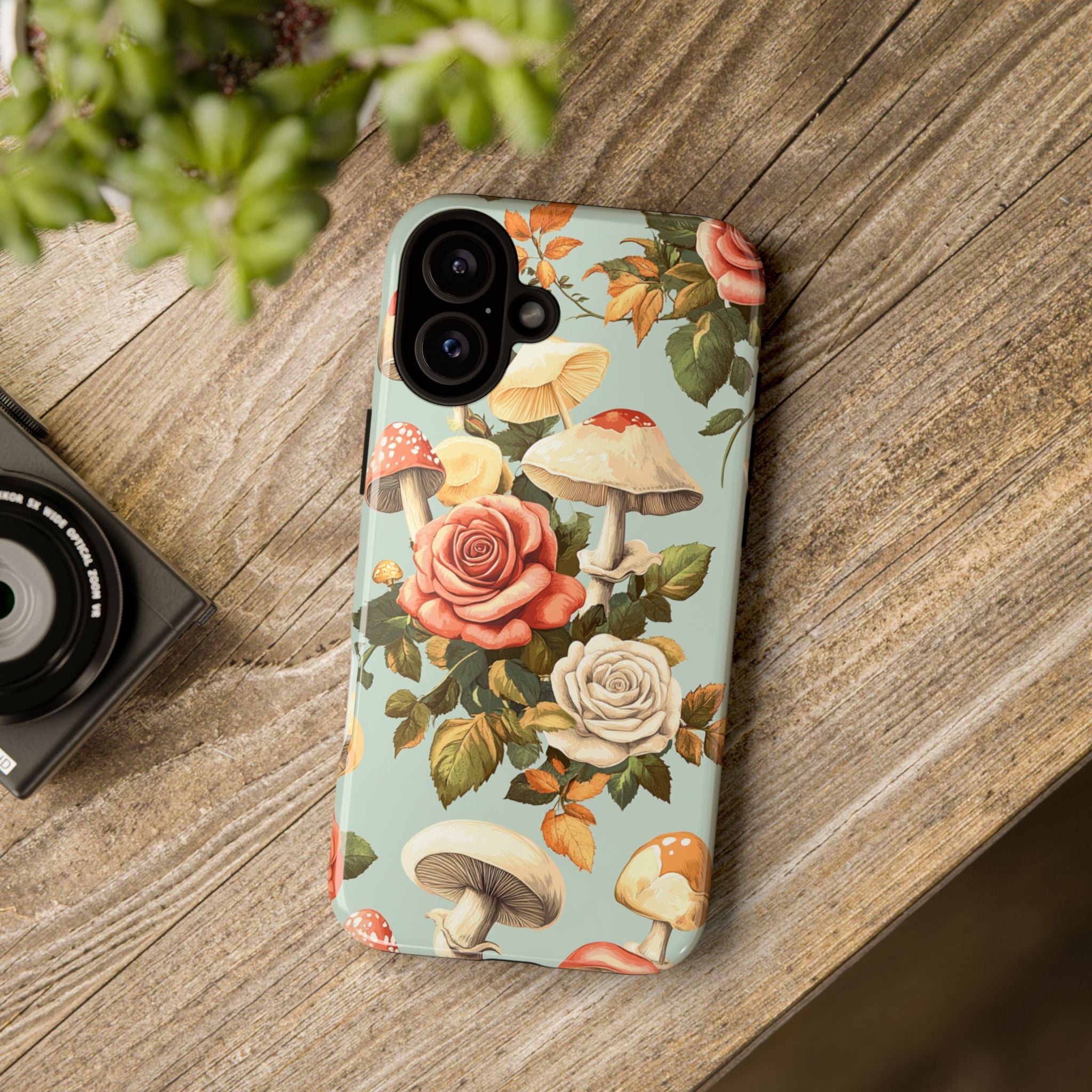 Floral Phone Case - Tough Cases with Mushroom and Rose