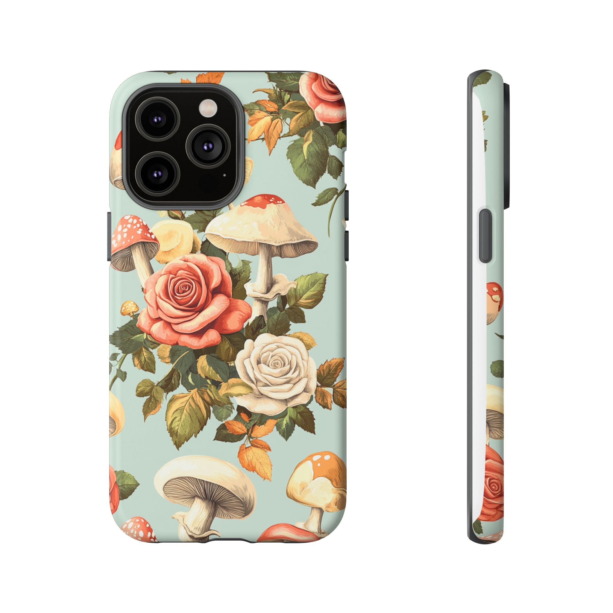 Floral Phone Case - Tough Cases with Mushroom and Rose