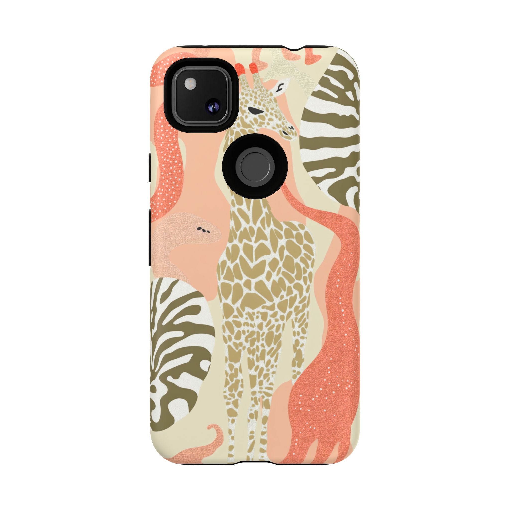 Stylish Phone Case with Giraffe and Abstract Design