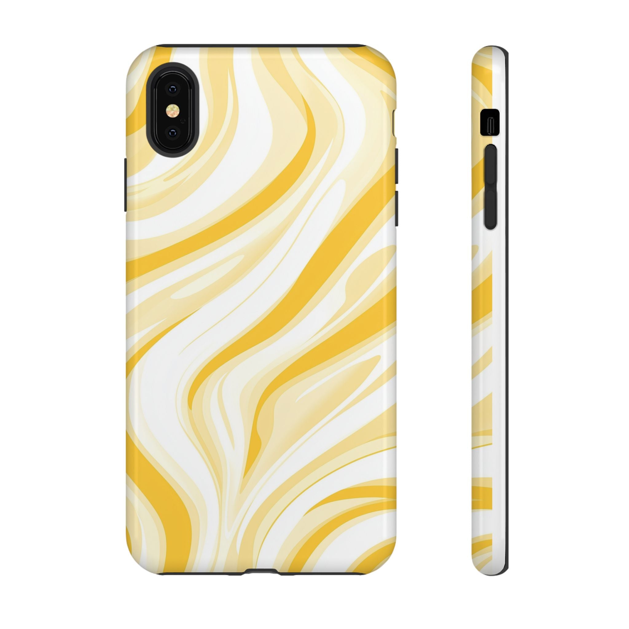 Stylish Phone Case with Yellow Marble Design