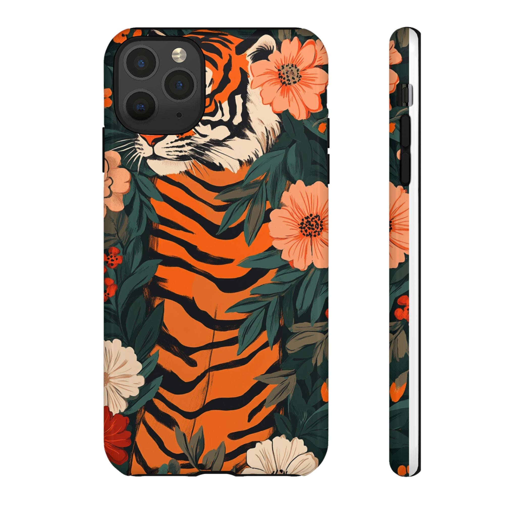 Tough Cases: Floral Tiger Phone Case