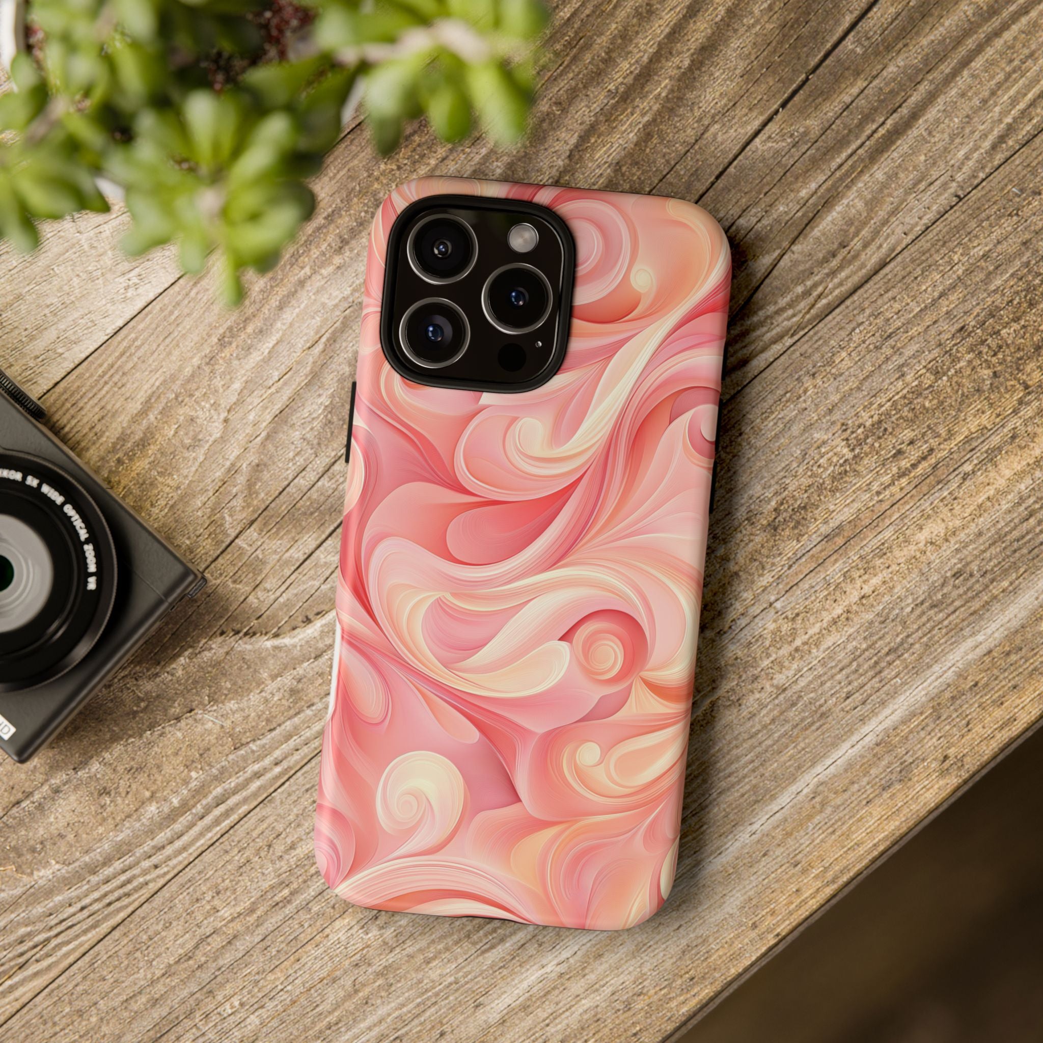 Stylish Phone Case - Tough Cases with Abstract Pink Swirls