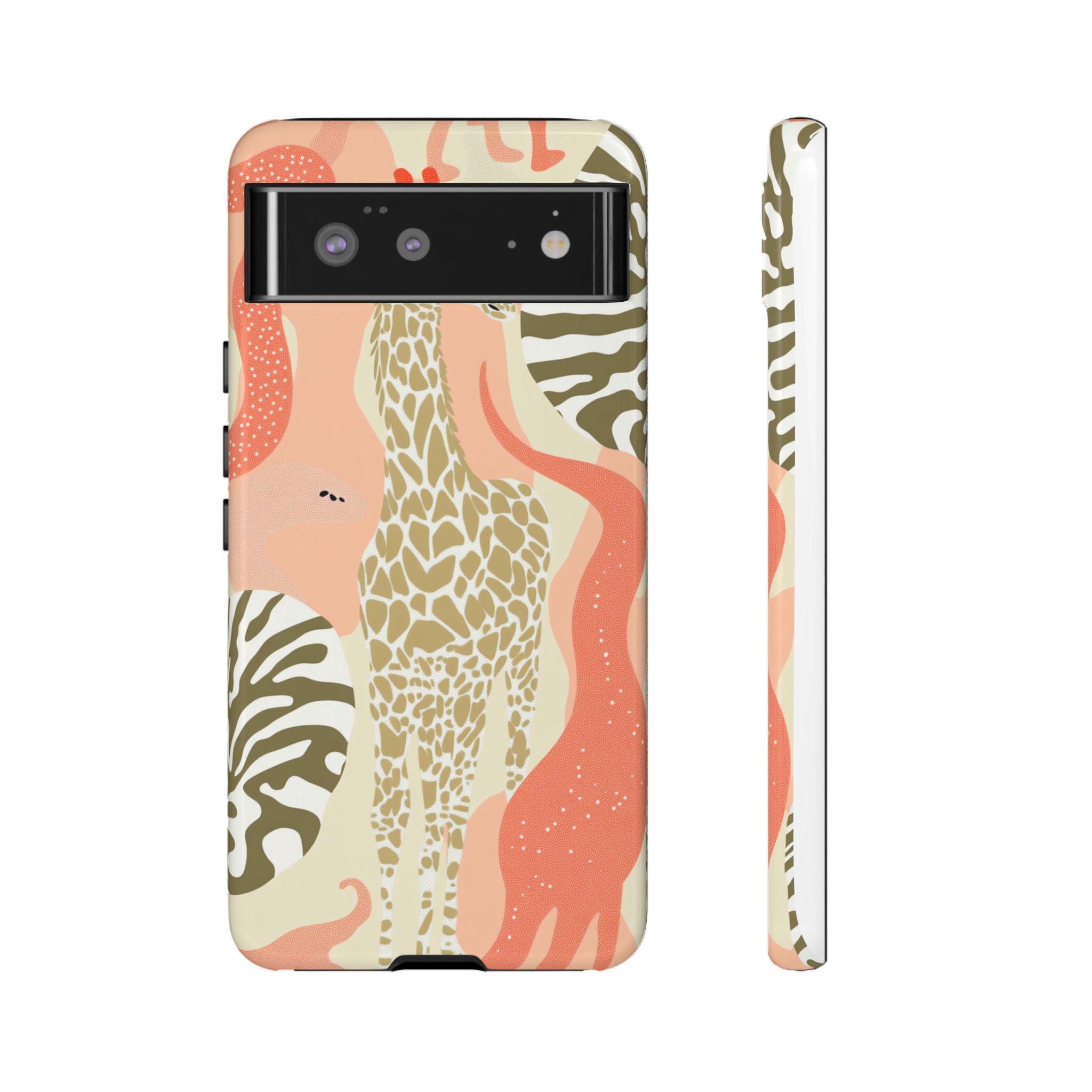 Stylish Phone Case with Giraffe and Abstract Design