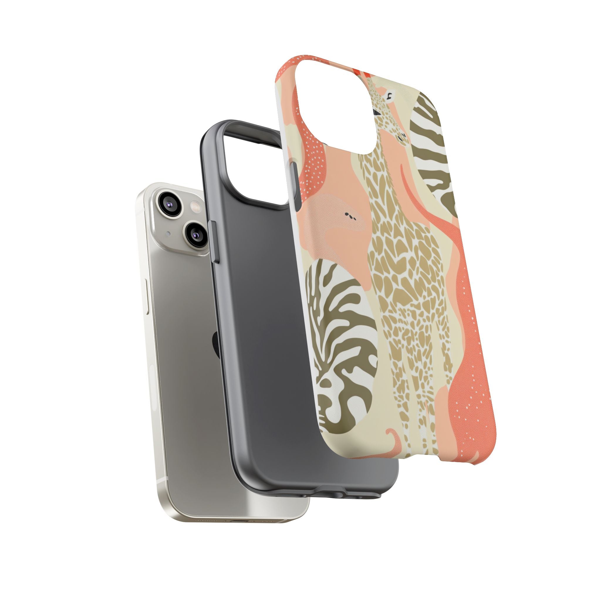 Stylish Phone Case with Giraffe and Abstract Design