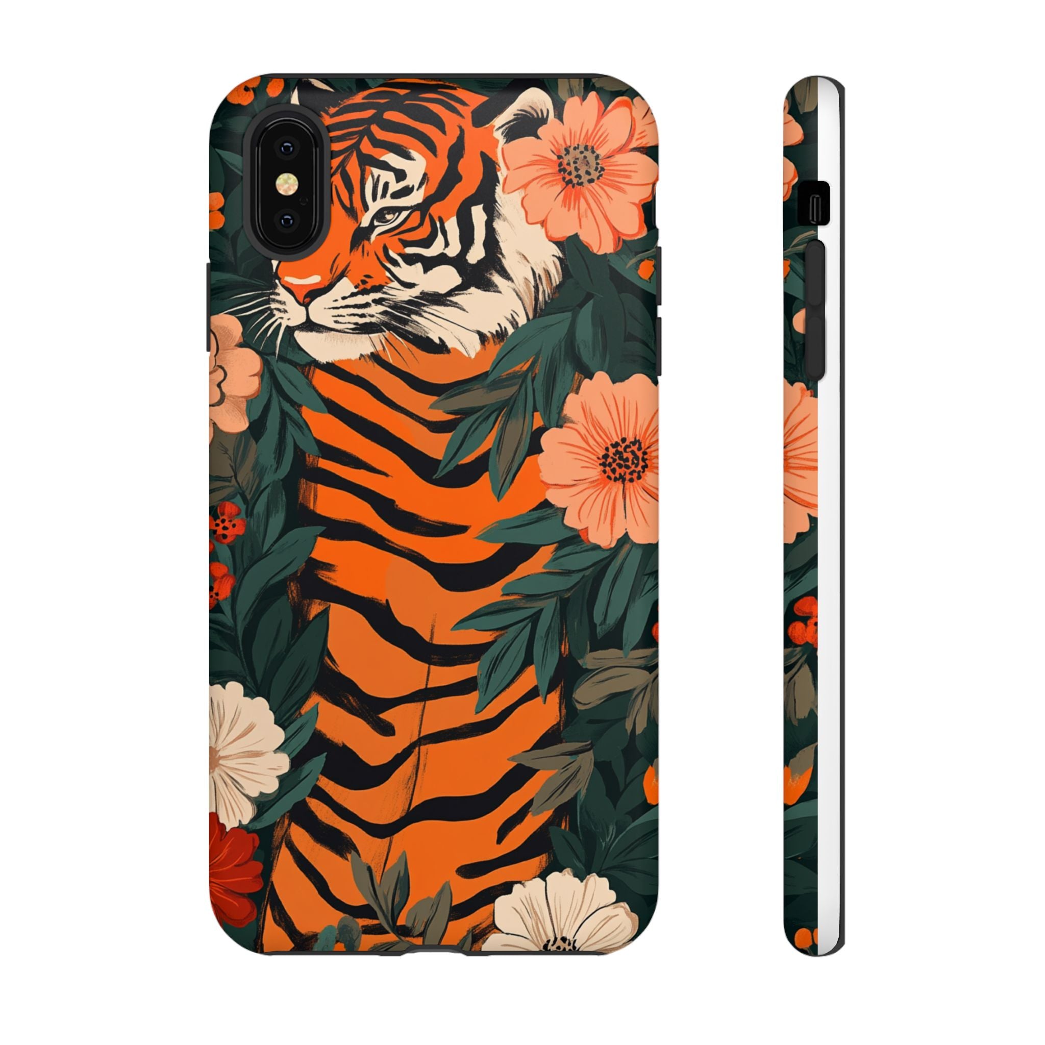 Tough Cases: Floral Tiger Phone Case