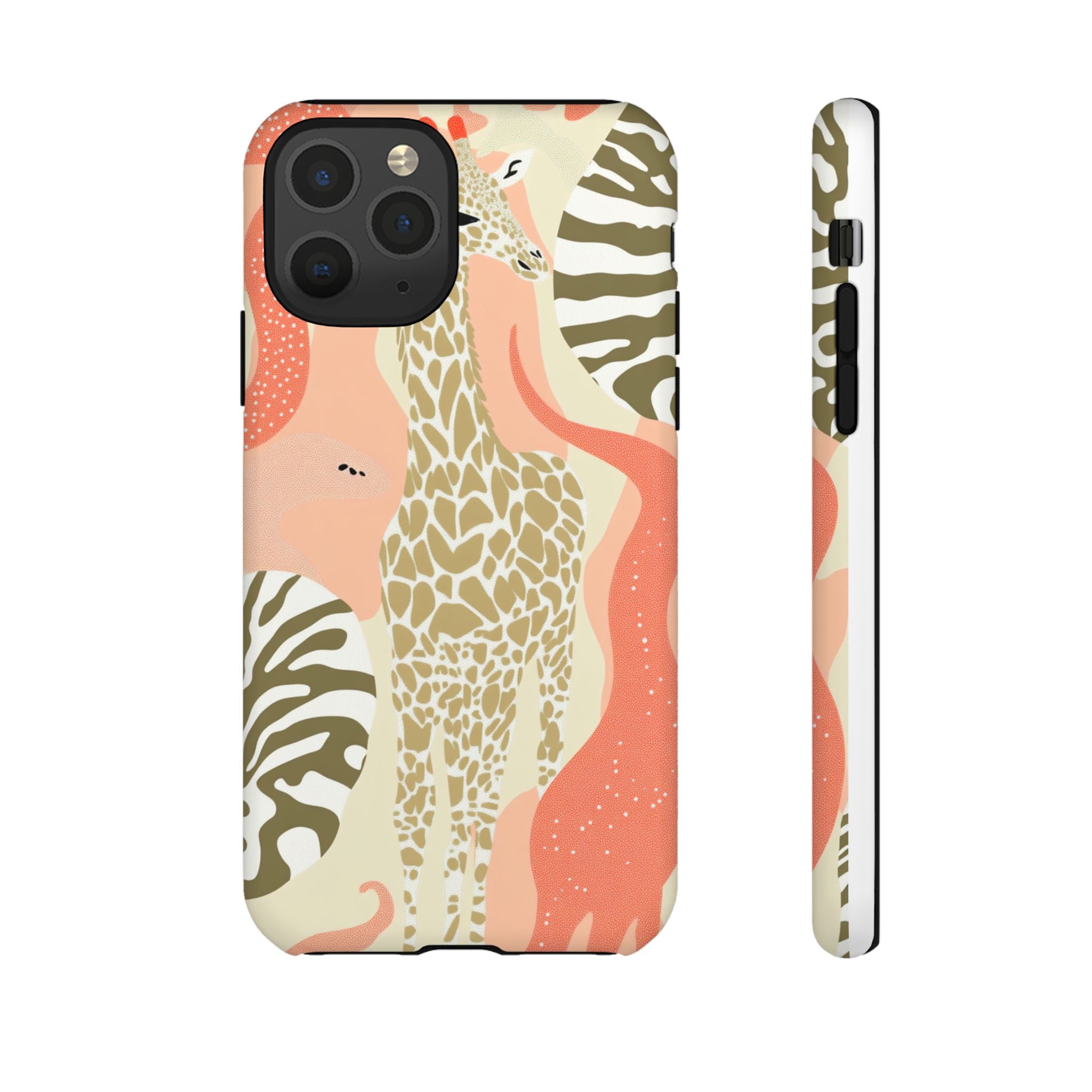Stylish Phone Case with Giraffe and Abstract Design