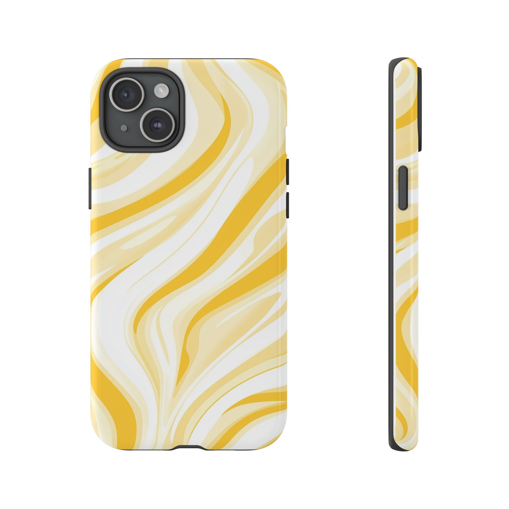 Stylish Phone Case with Yellow Marble Design