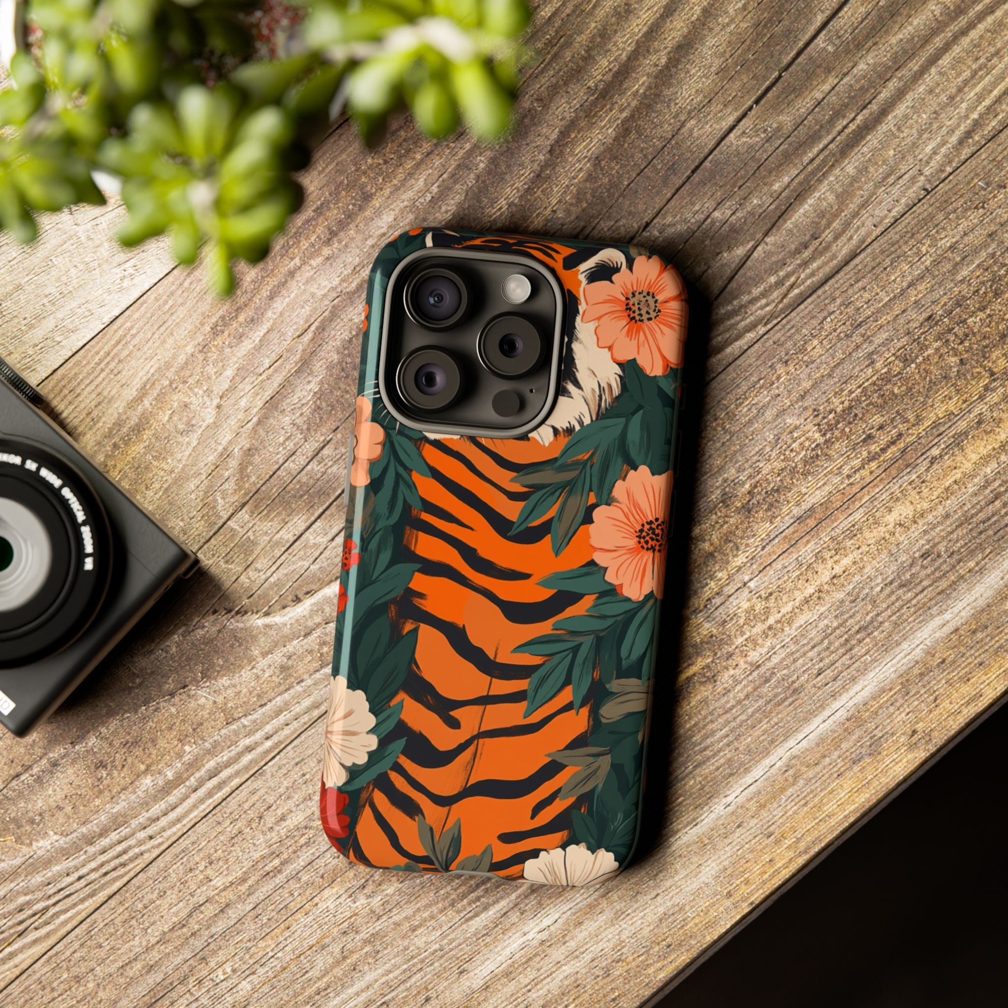 Tough Cases: Floral Tiger Phone Case