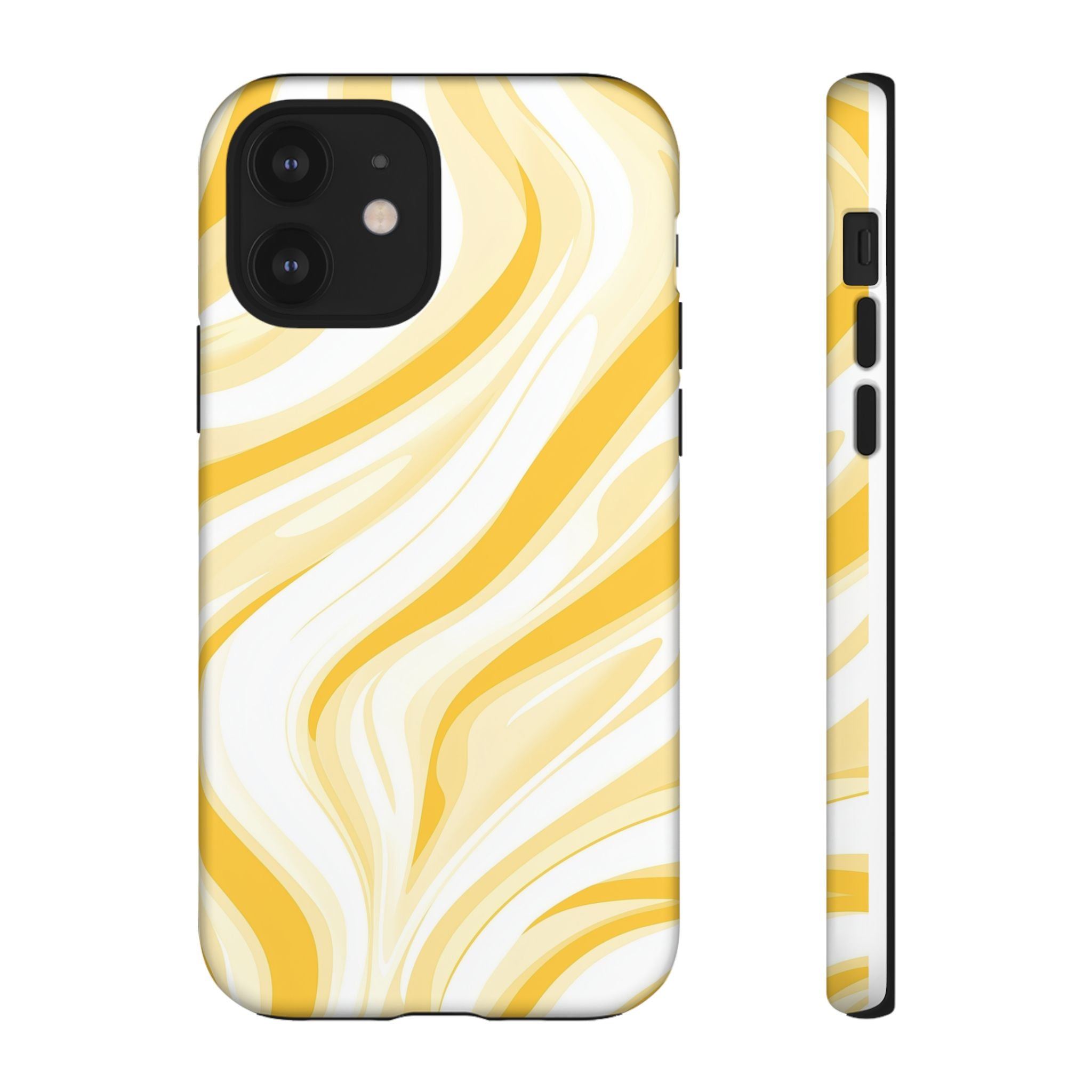 Stylish Phone Case with Yellow Marble Design