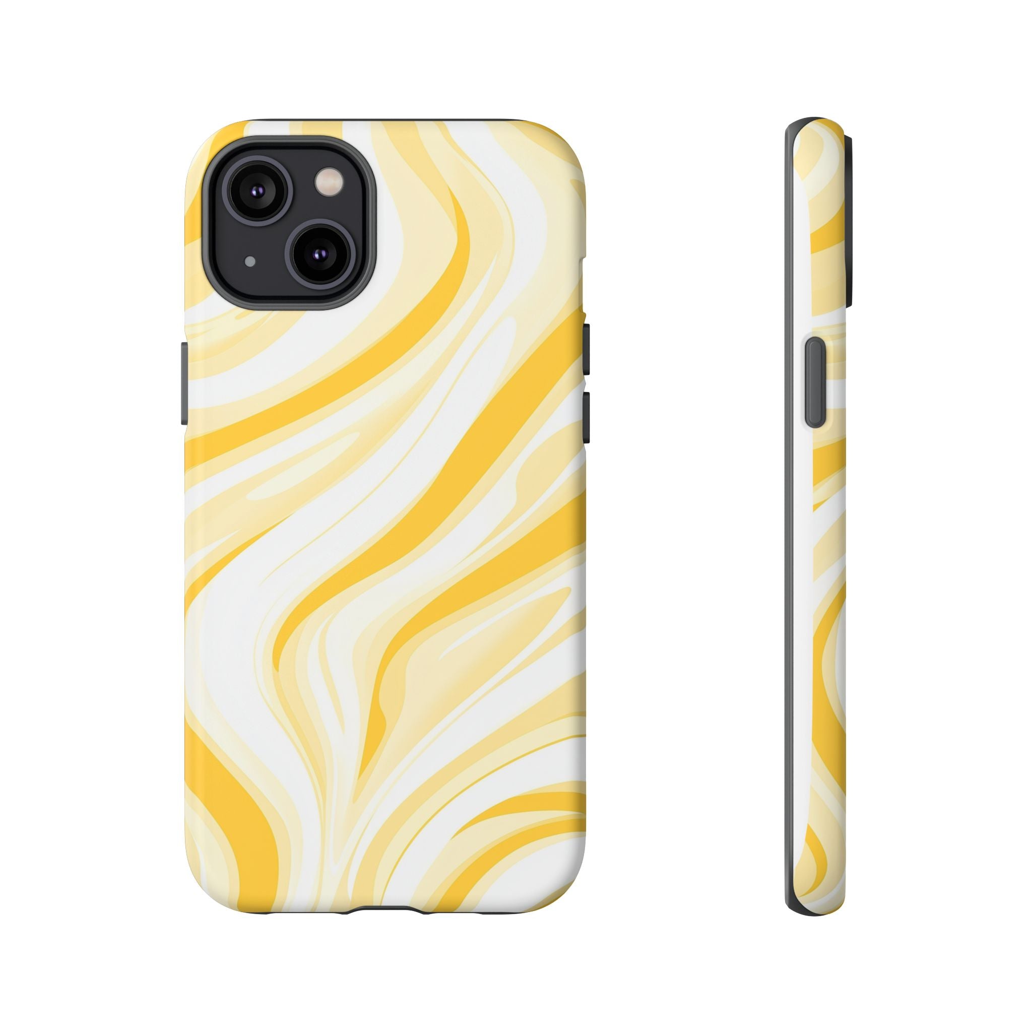 Stylish Phone Case with Yellow Marble Design