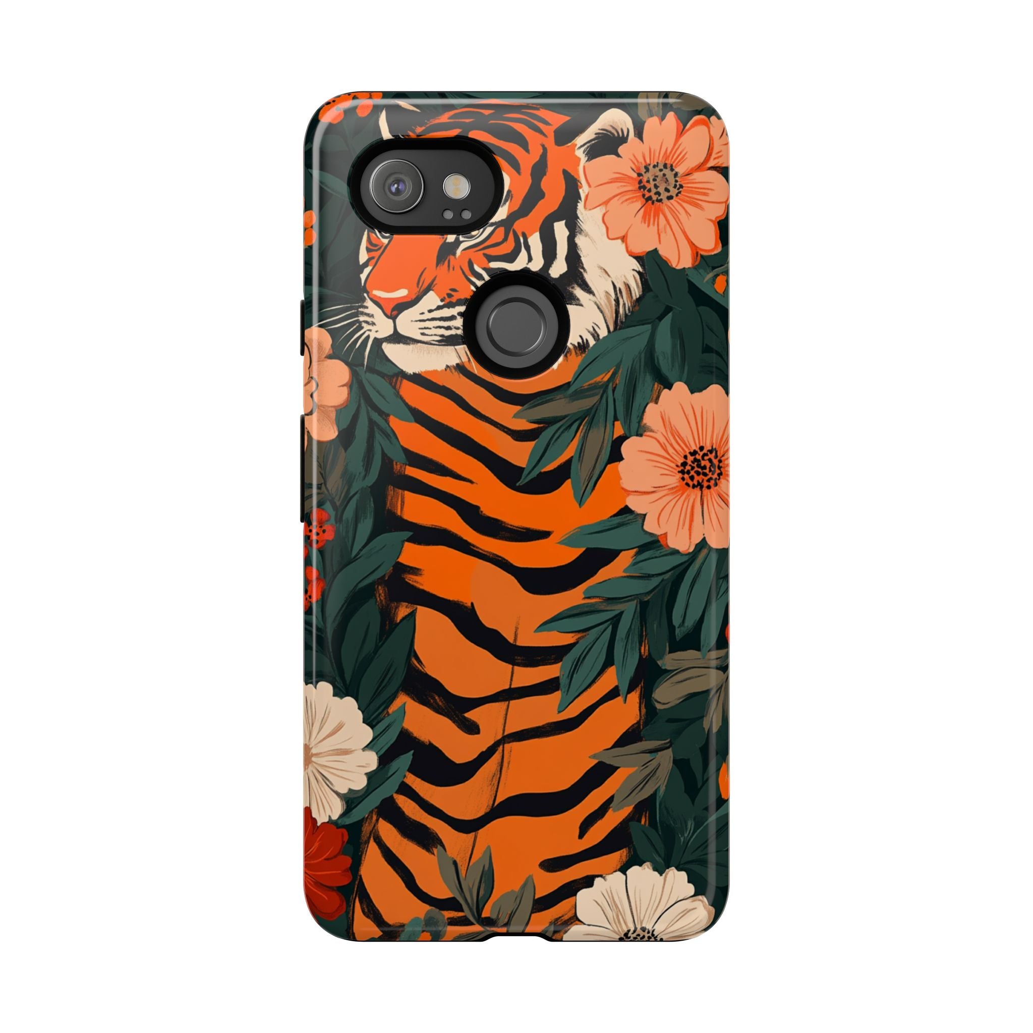 Tough Cases: Floral Tiger Phone Case