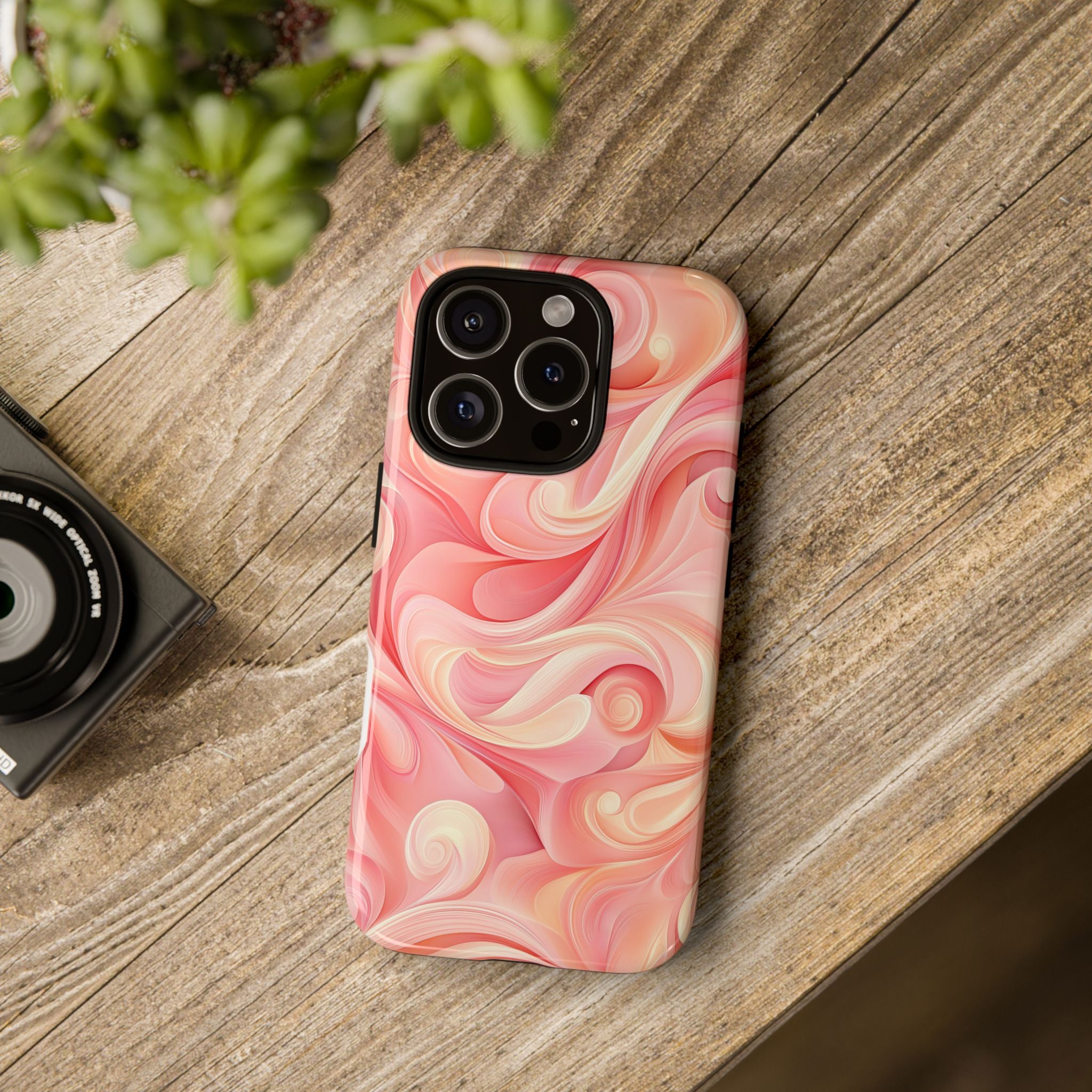 Stylish Phone Case - Tough Cases with Abstract Pink Swirls