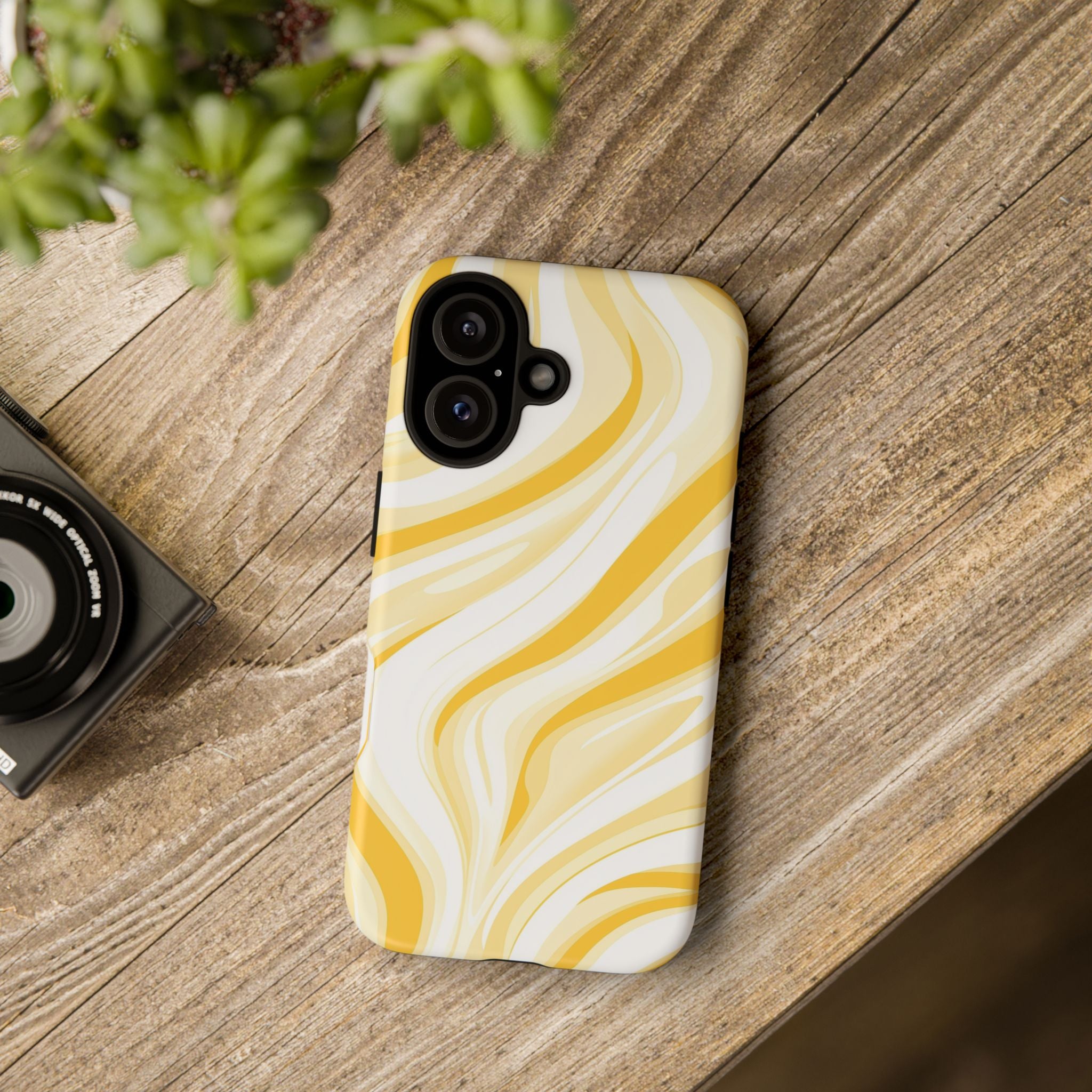 Stylish Phone Case with Yellow Marble Design