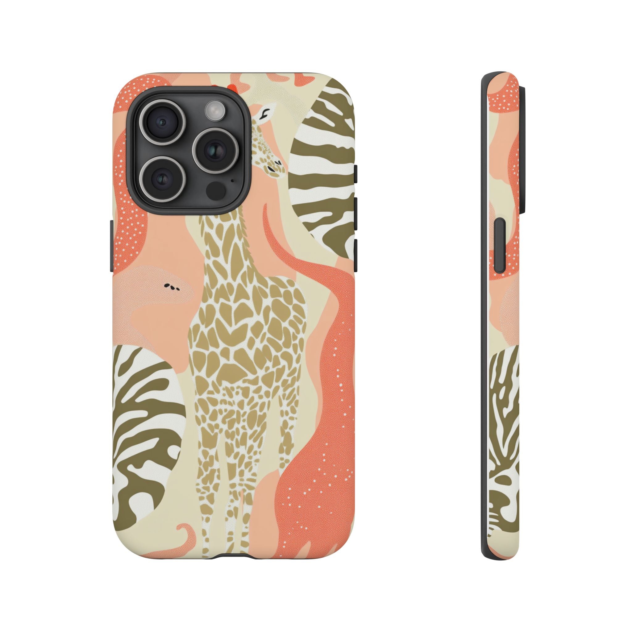 Stylish Phone Case with Giraffe and Abstract Design