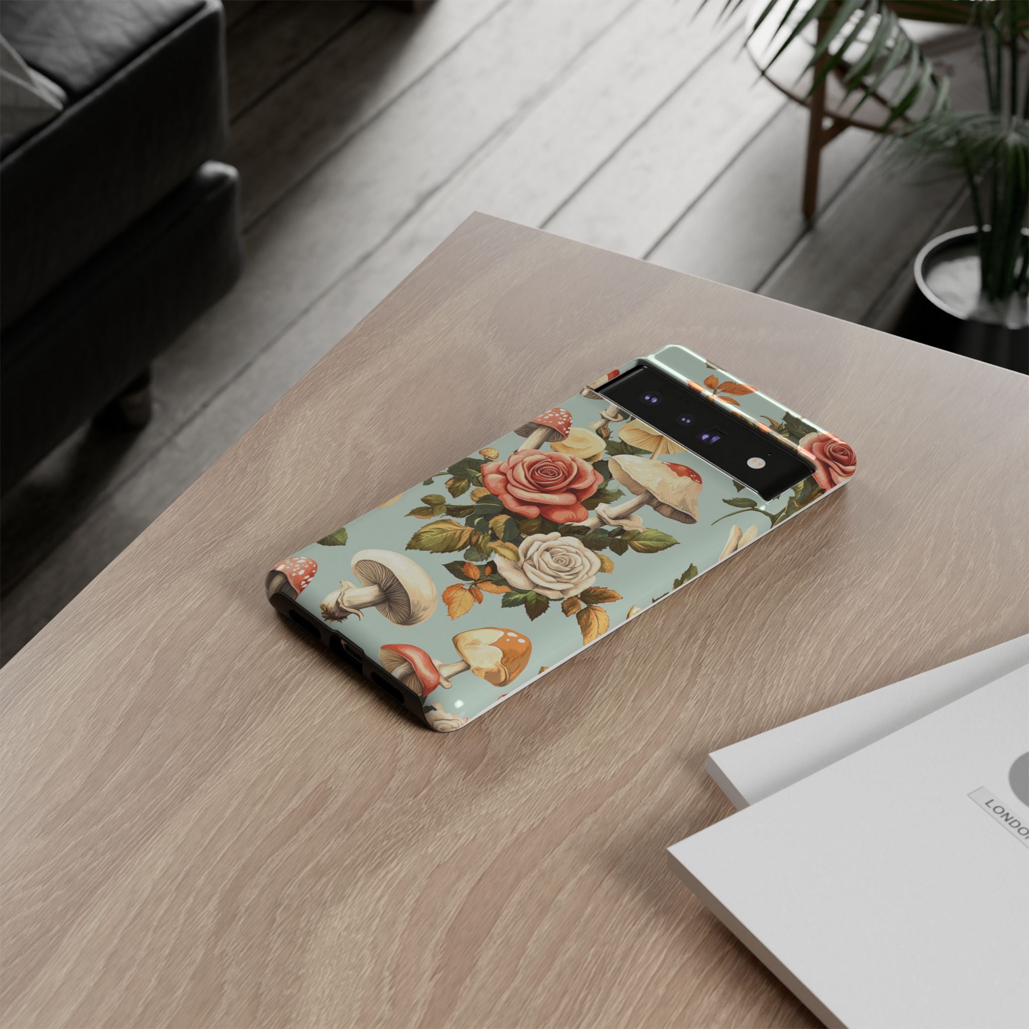 Floral Phone Case - Tough Cases with Mushroom and Rose