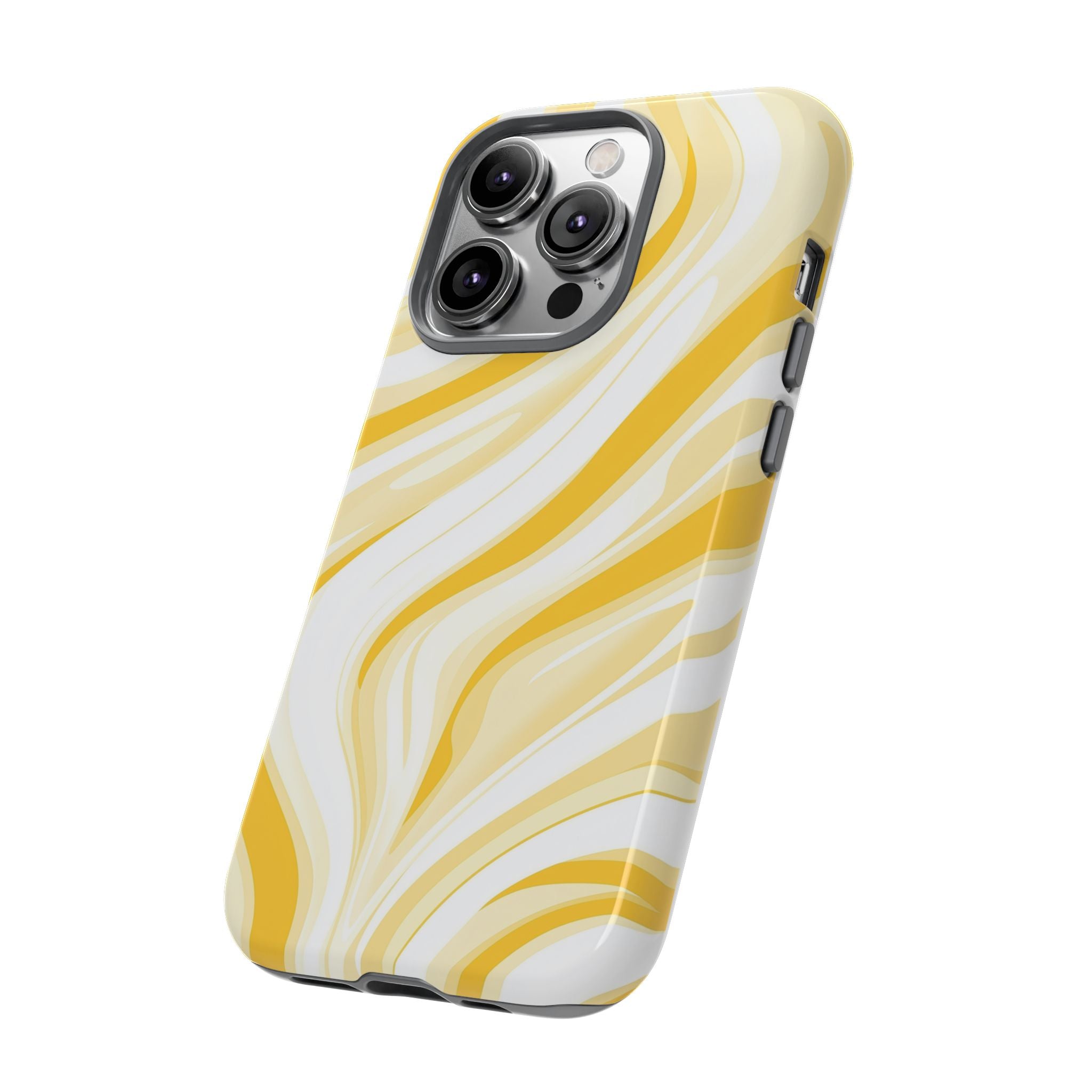 Stylish Phone Case with Yellow Marble Design