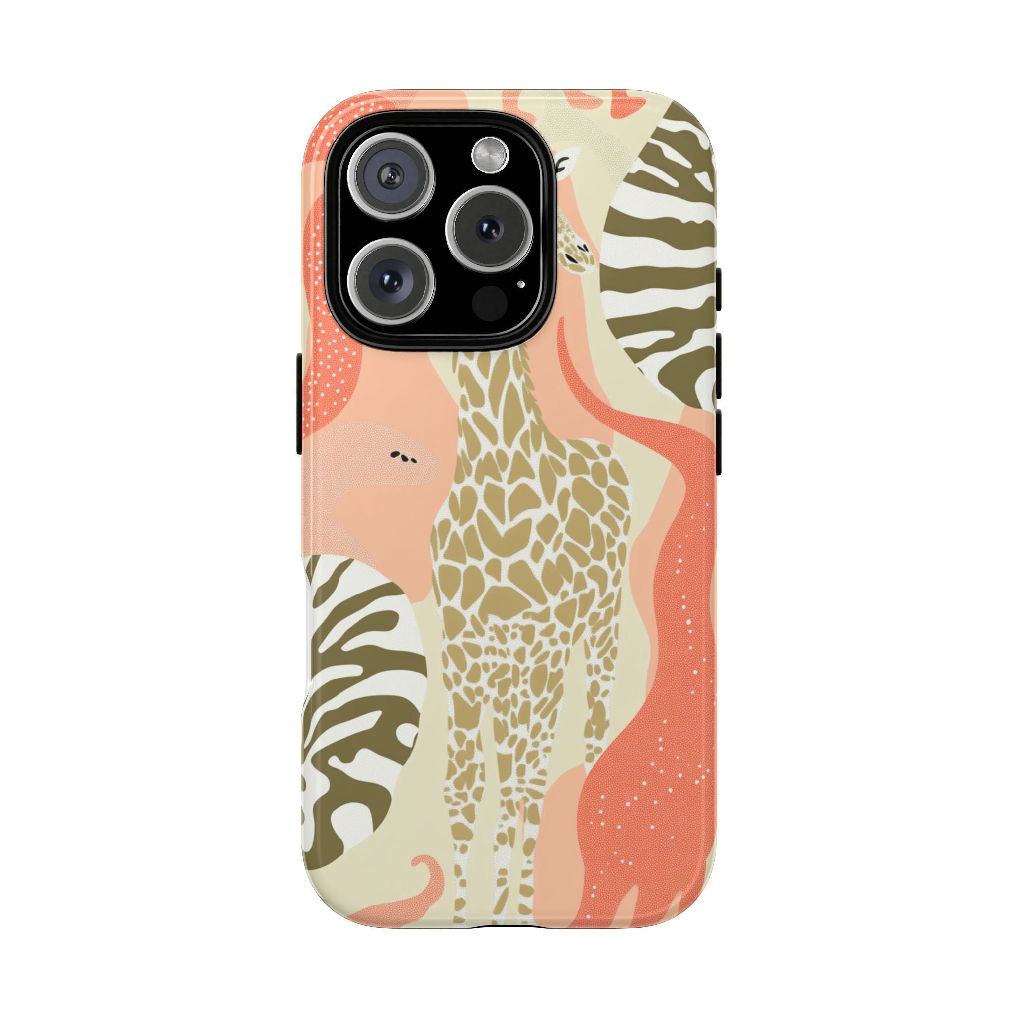 Stylish Phone Case with Giraffe and Abstract Design