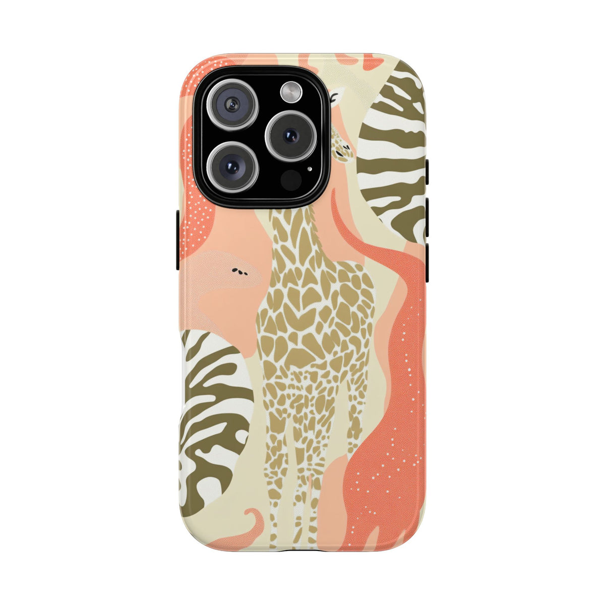 Stylish Phone Case with Giraffe and Abstract Design