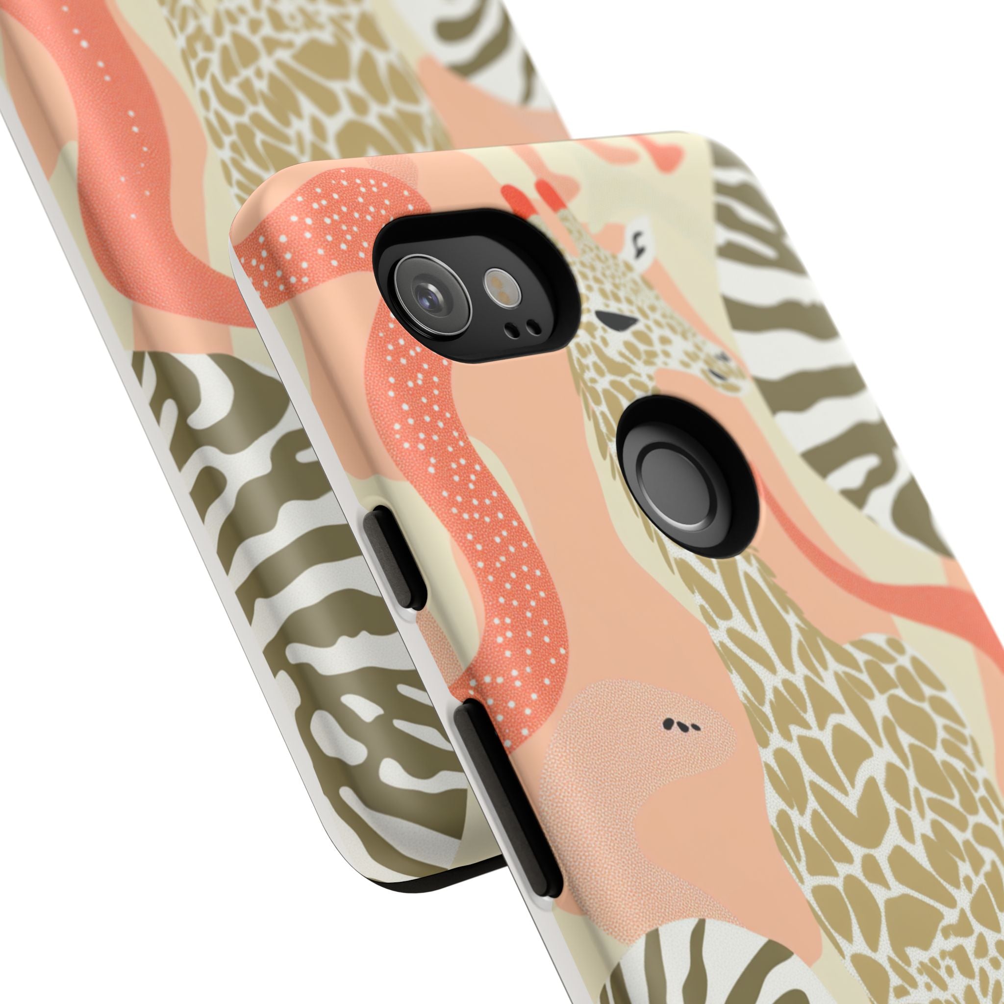 Stylish Phone Case with Giraffe and Abstract Design