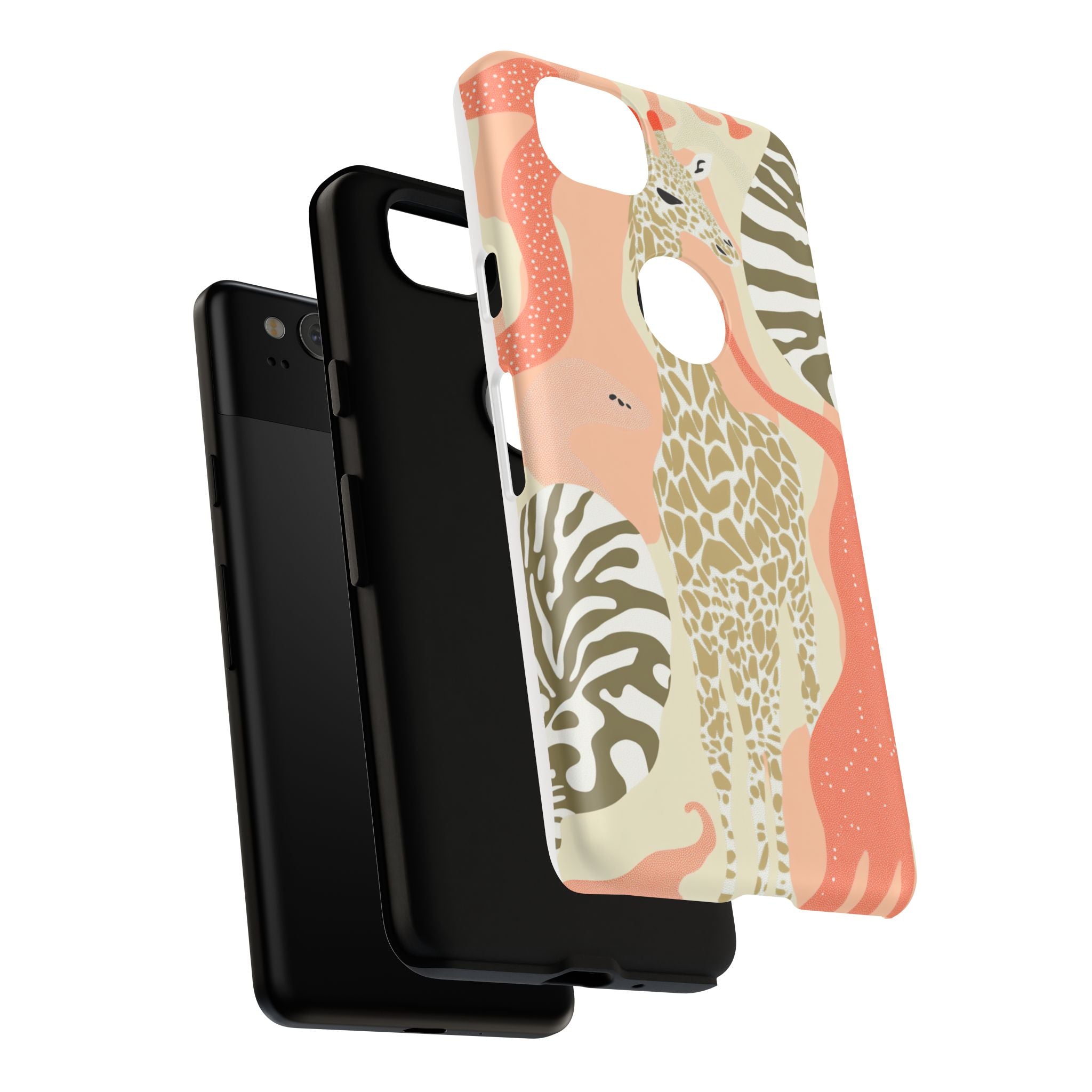Stylish Phone Case with Giraffe and Abstract Design