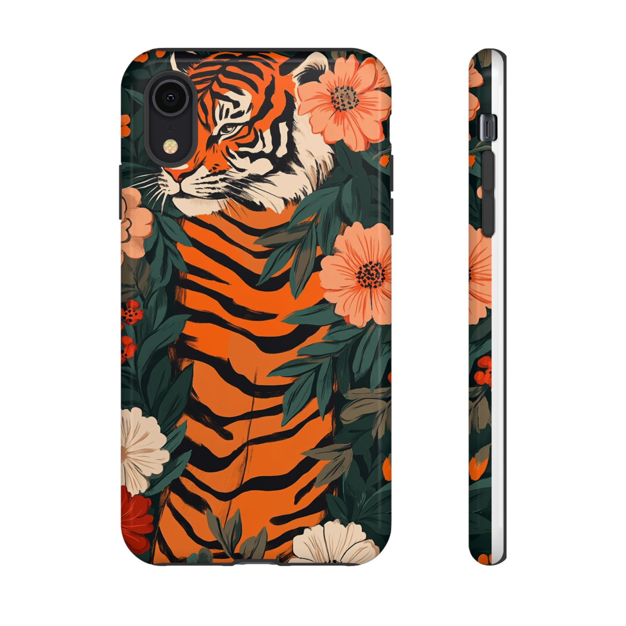Tough Cases: Floral Tiger Phone Case