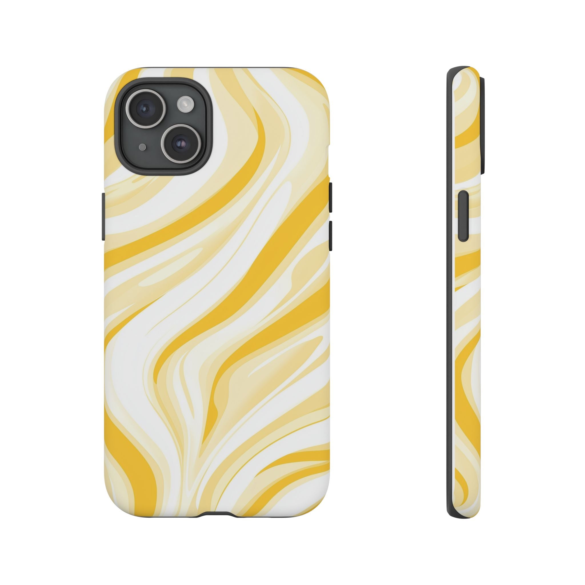 Stylish Phone Case with Yellow Marble Design