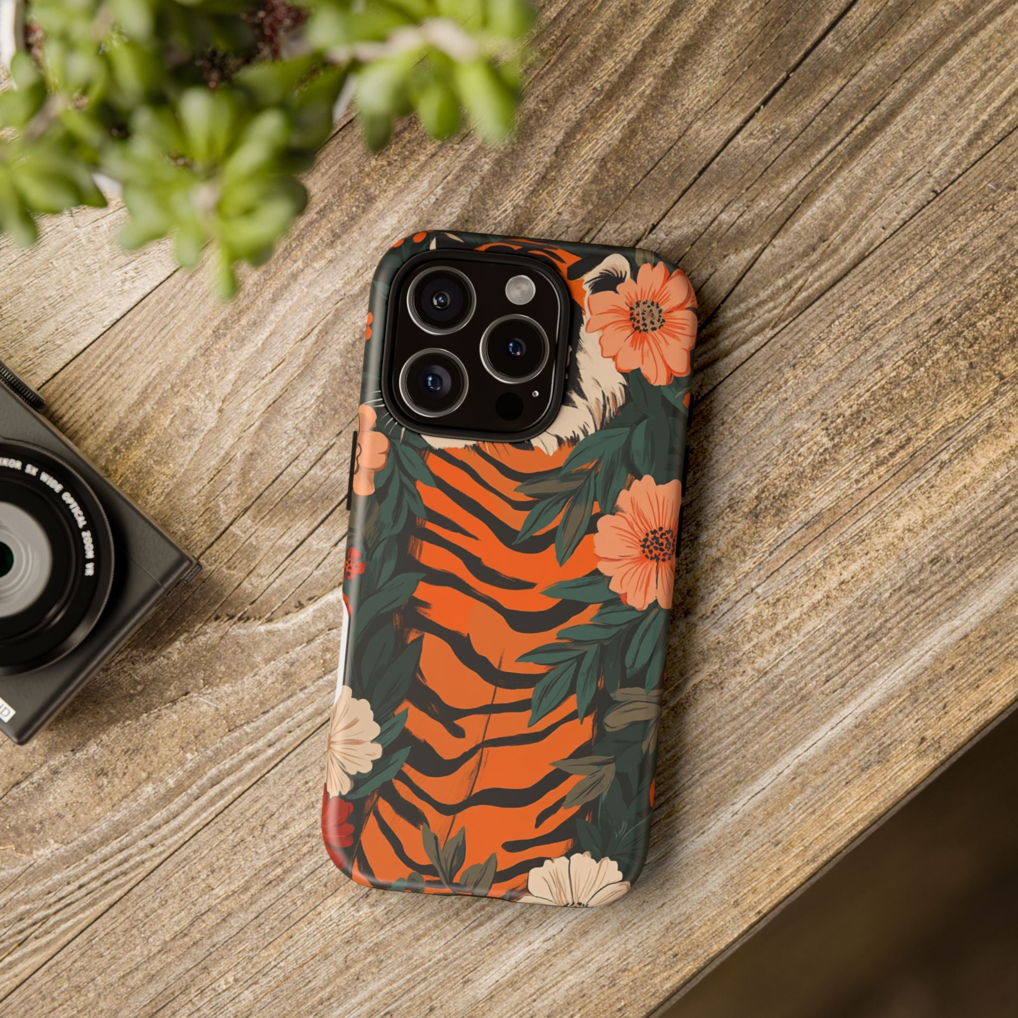 Tough Cases: Floral Tiger Phone Case