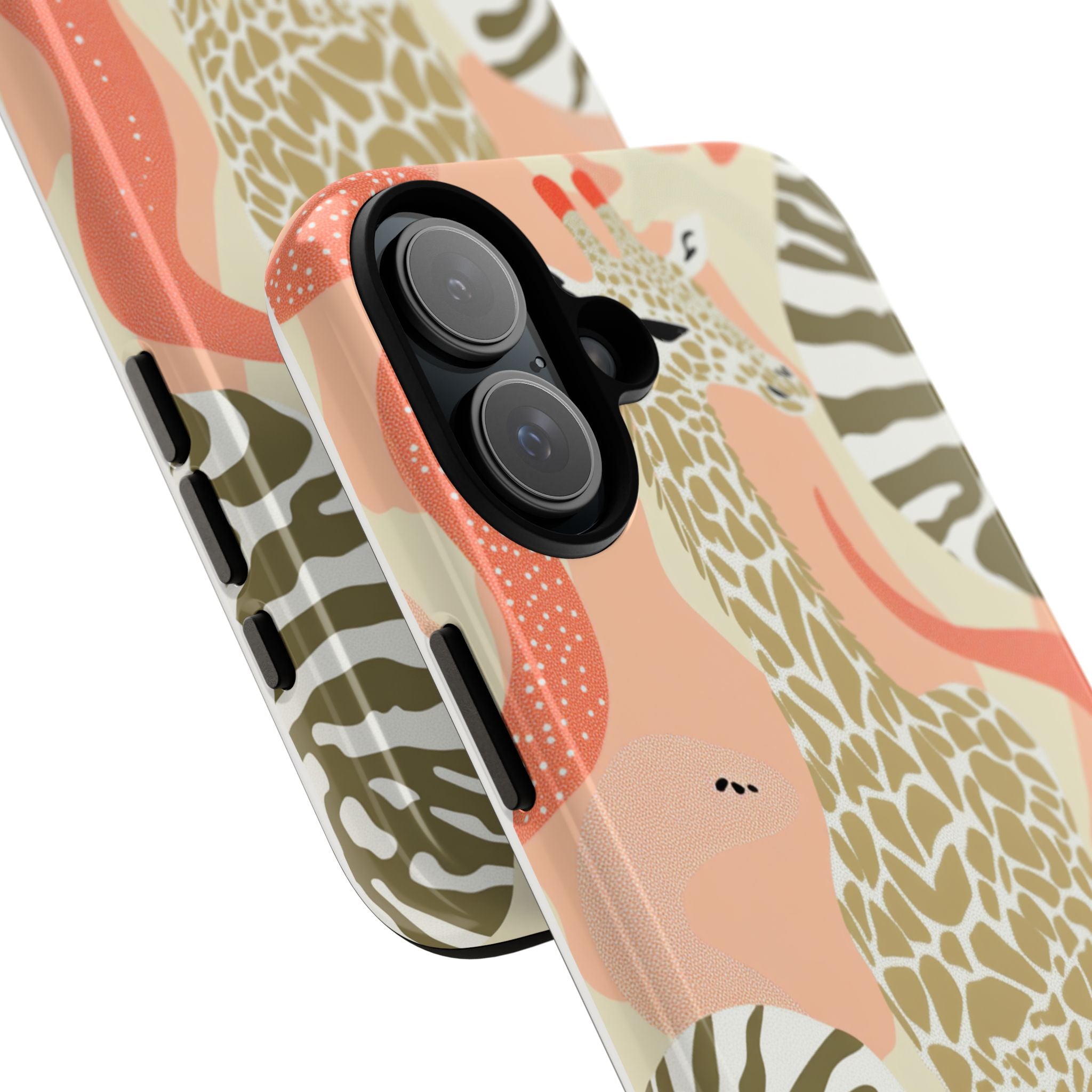 Stylish Phone Case with Giraffe and Abstract Design