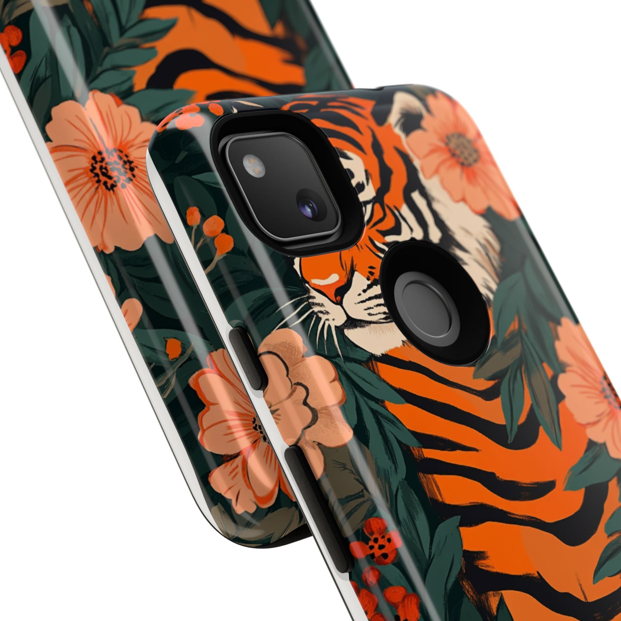 Tough Cases: Floral Tiger Phone Case