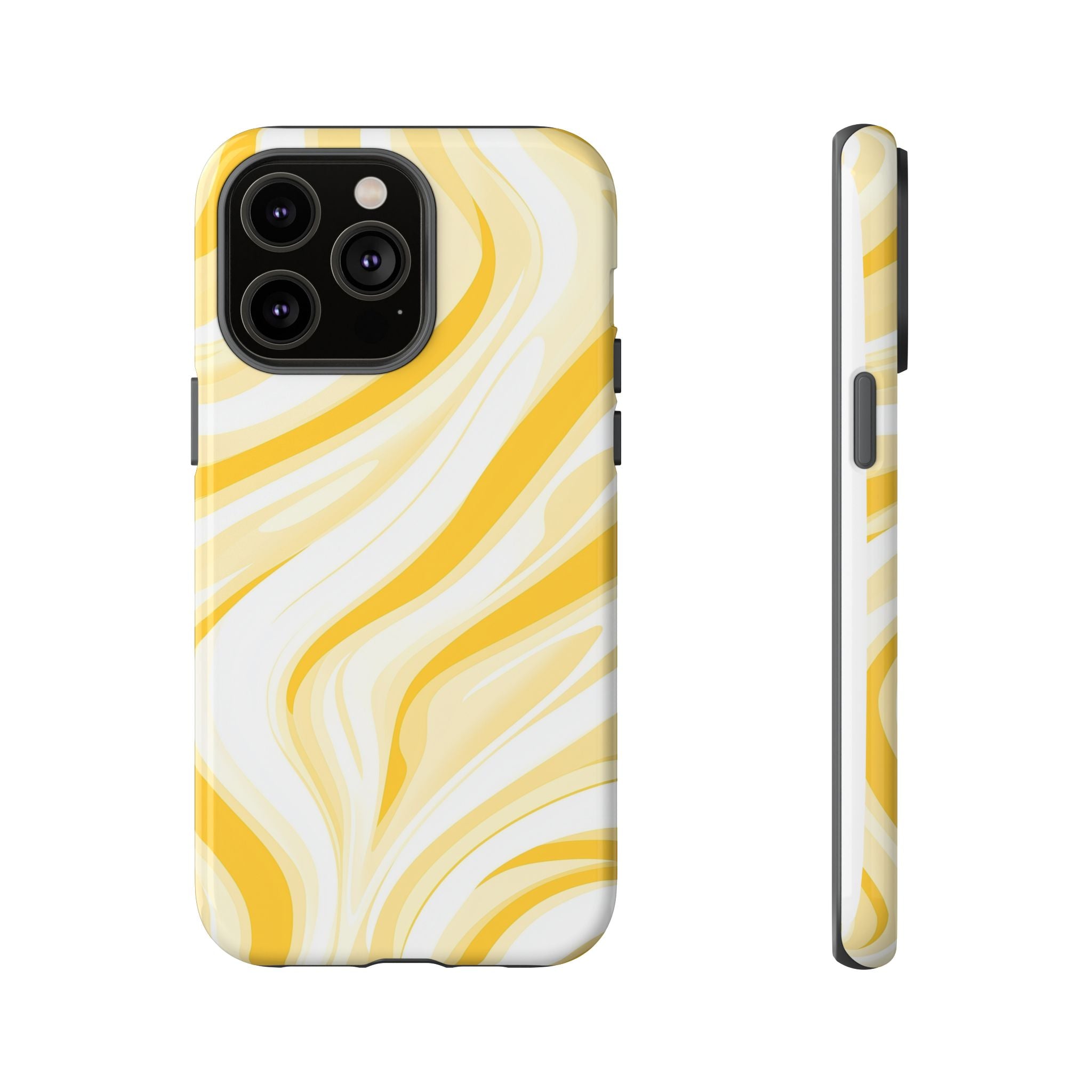 Stylish Phone Case with Yellow Marble Design