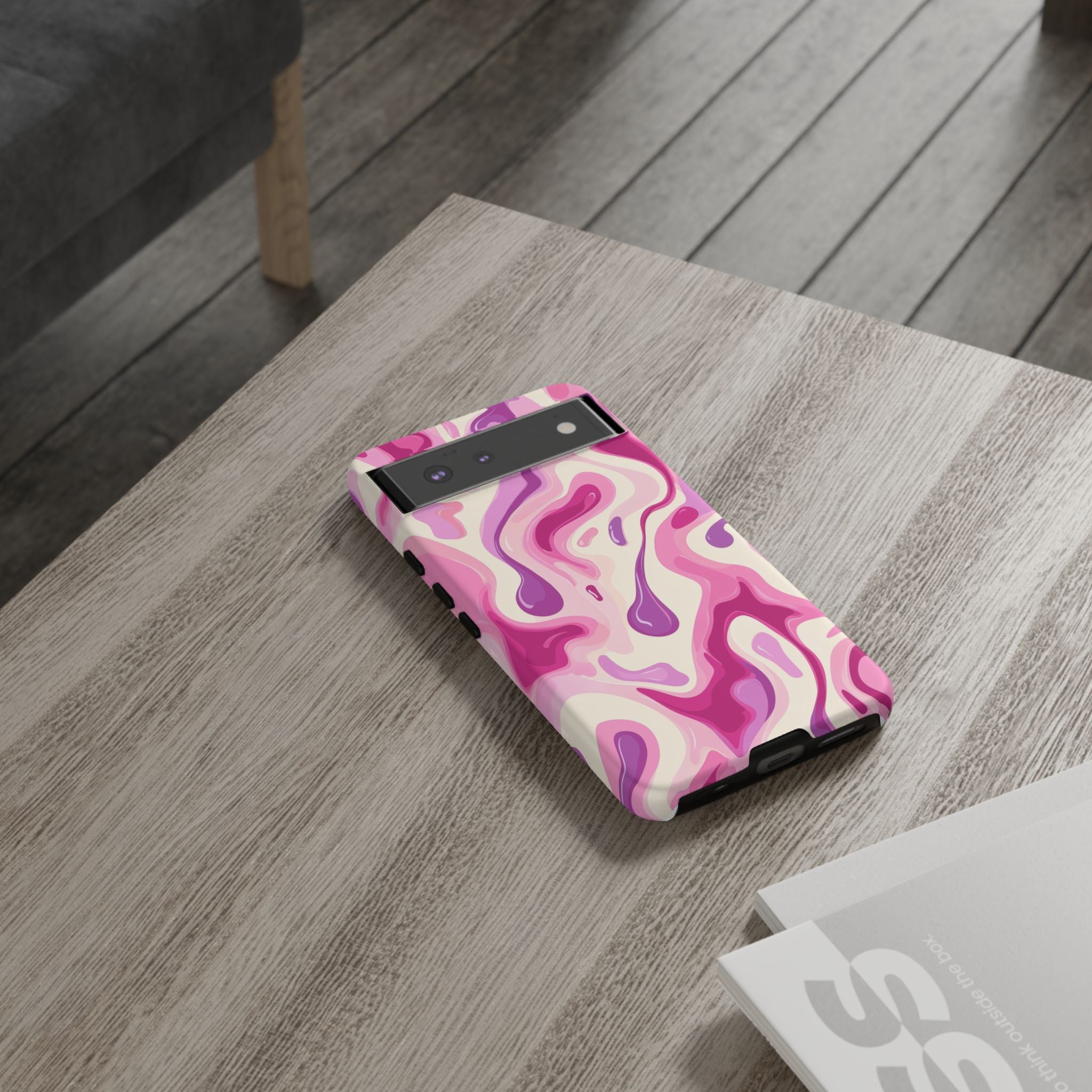 Colorful Phone Case with Abstract Pink Design